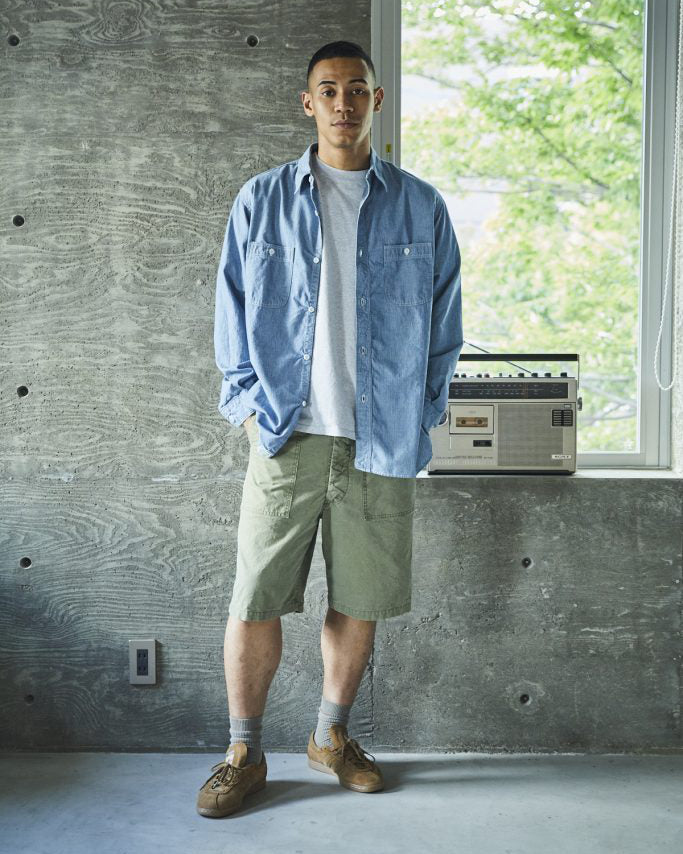 Relax Fit Stripe Chambray Work Shirt - Hickory