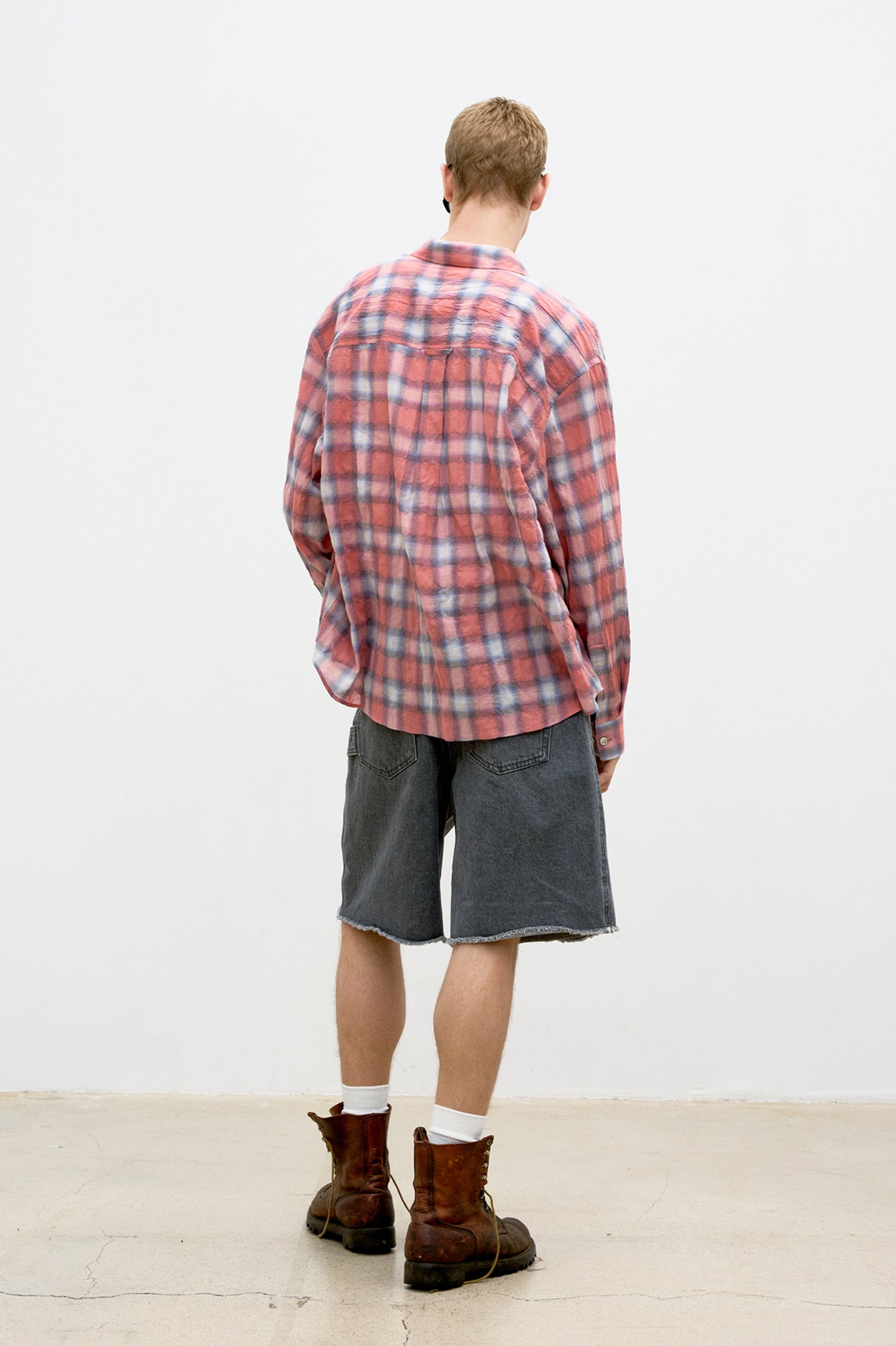 Seersucker Ombre Checkered Shirt - Pink Check