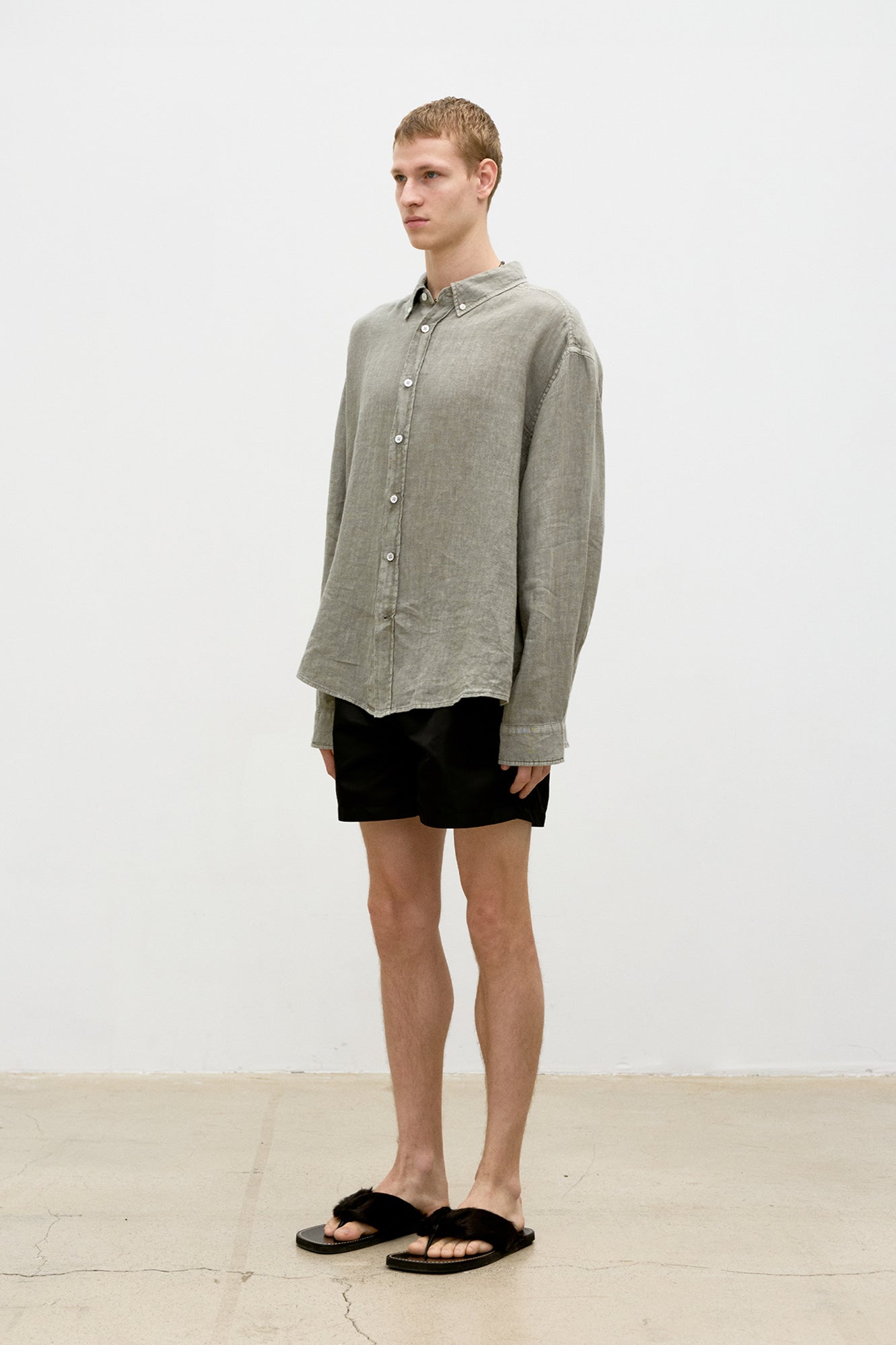 Linen Dyed Oversized Shirt - Washed Sand Beige