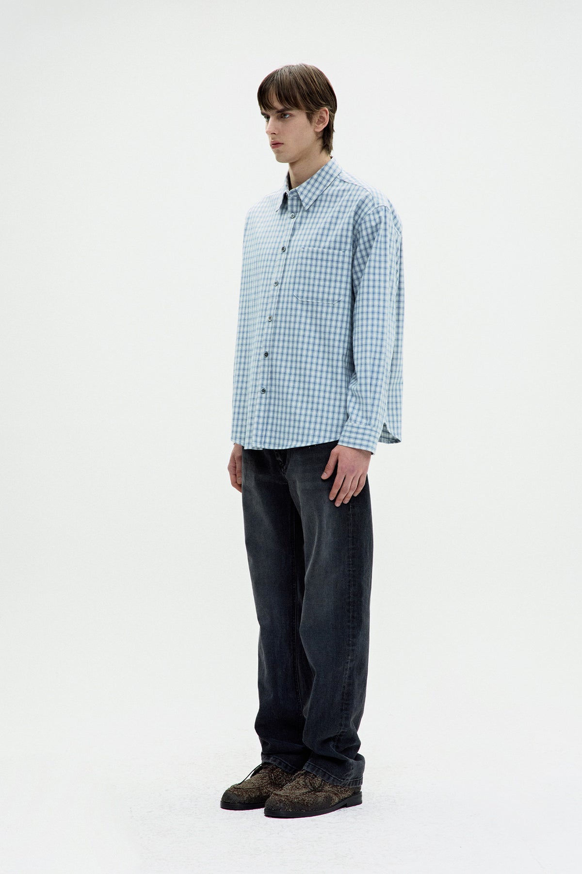 Cotton Blue Tartan Check Shirt - Light Blue