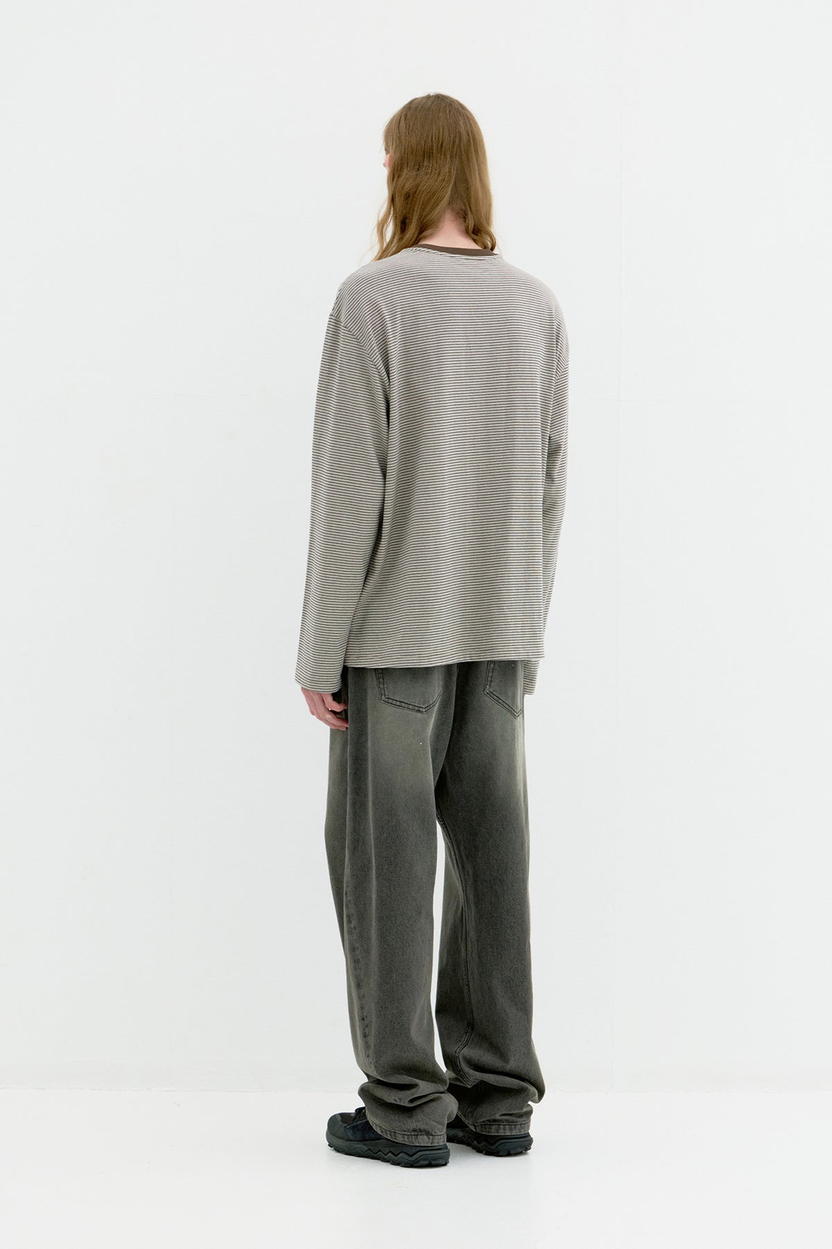 Multi Pin Pique Polo Long Sleeve - Brown
