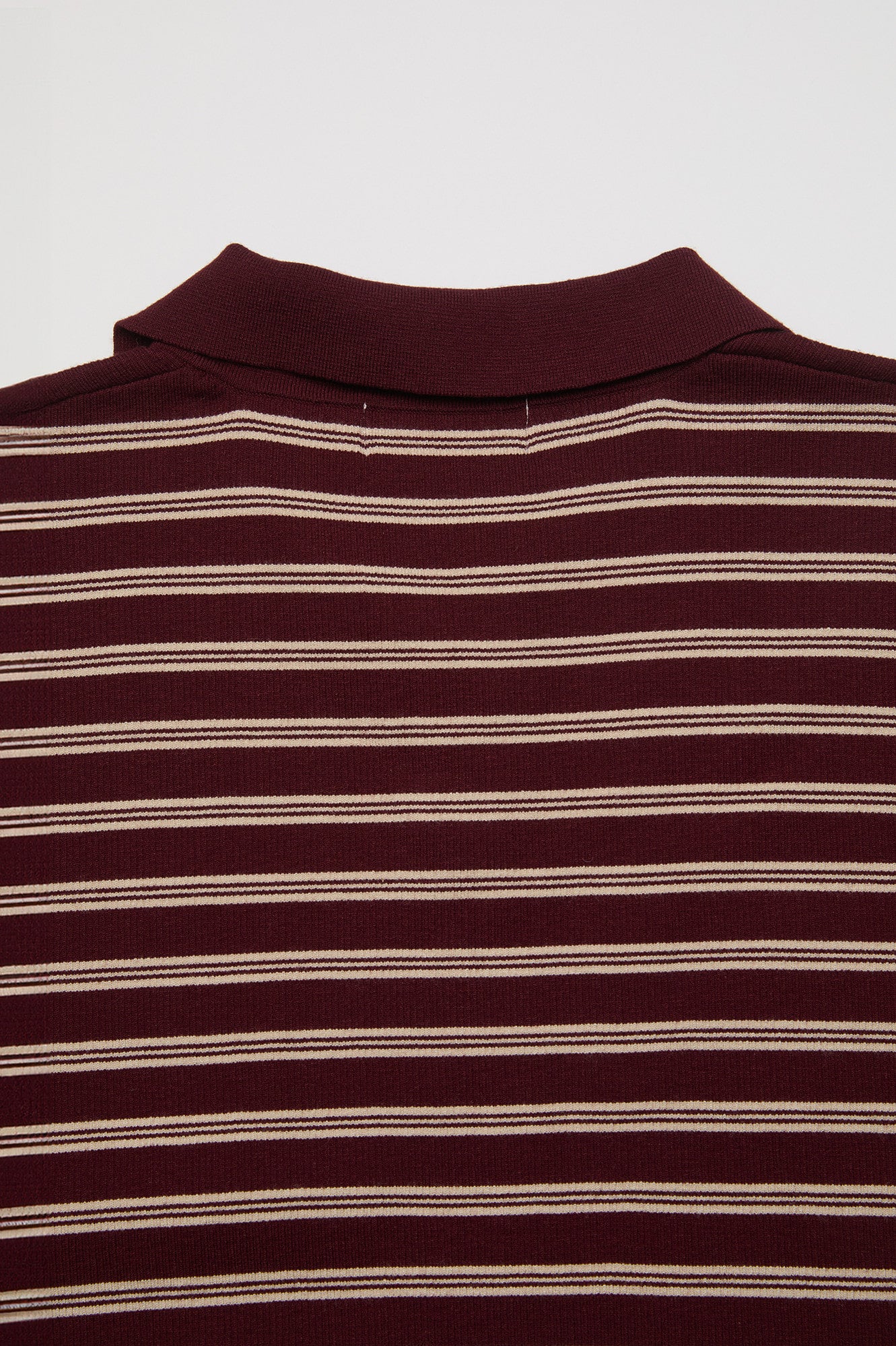 Open-Collar Stripe Sweater - Burgundy
