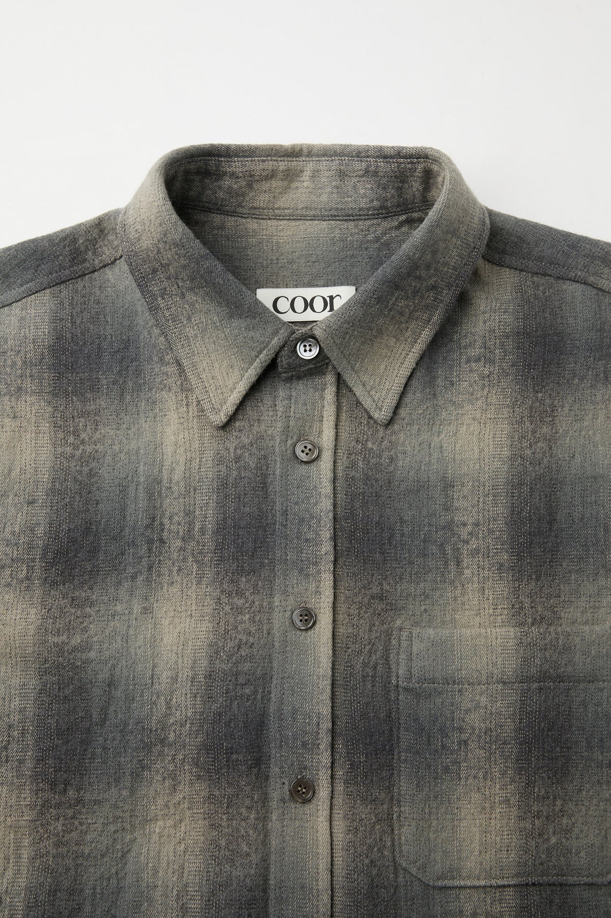 Ombre Flannel One Pocket Checkered Shirt - Blue Grey
