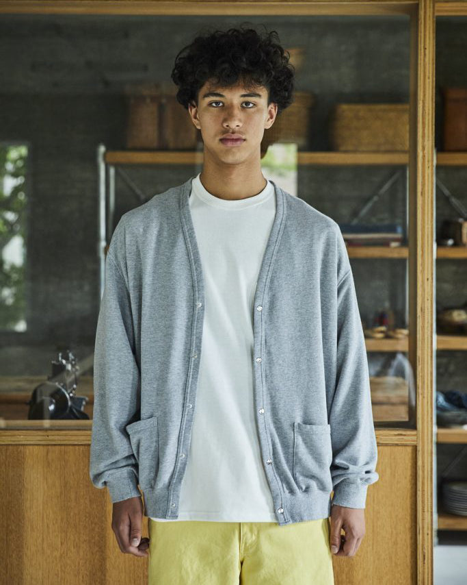 Light Weight French Terry Sweat Shirt Cardigan - Heather Gray