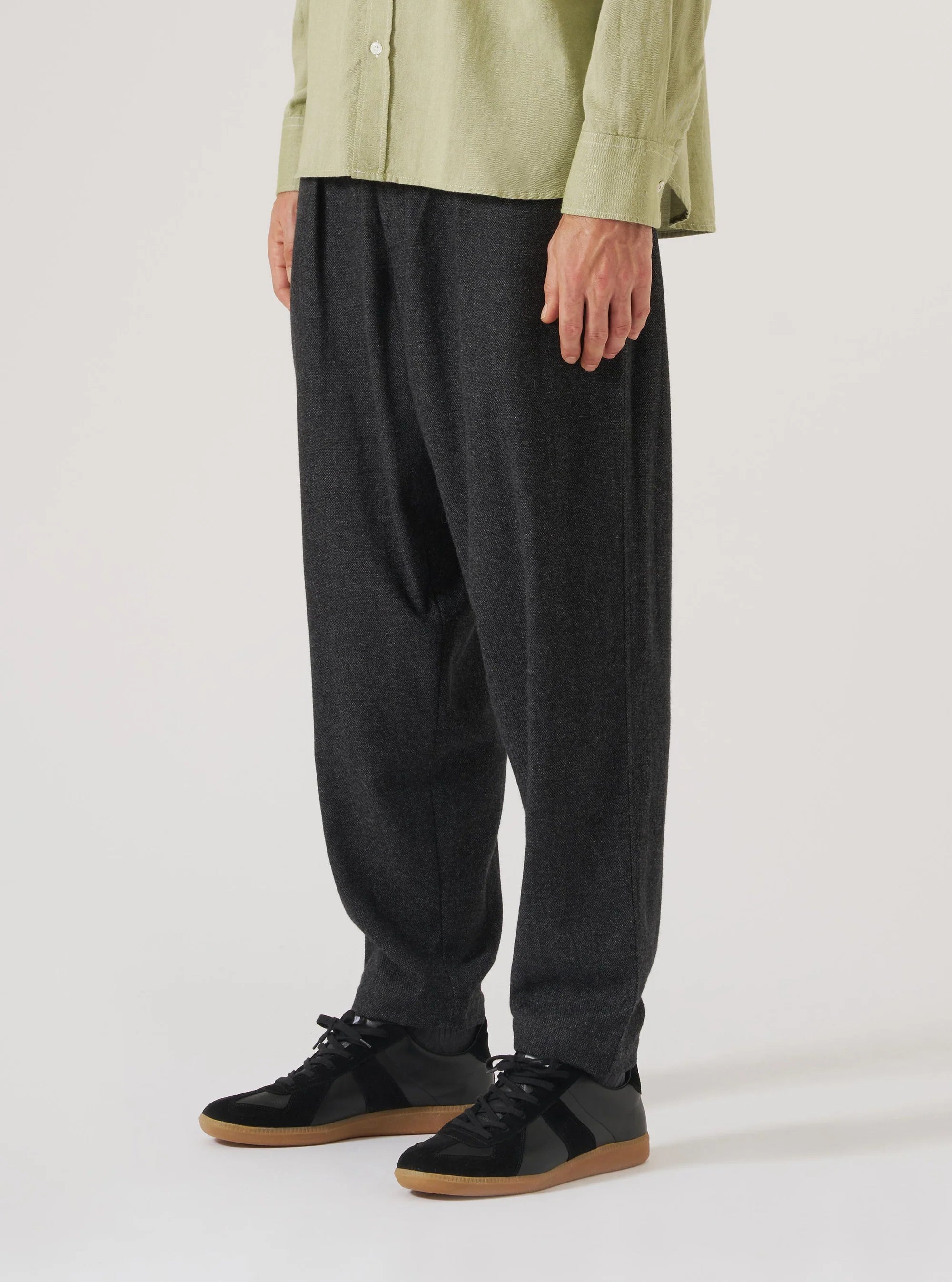 Anders Wool Upcycled Pleated Track Pant -  Grey