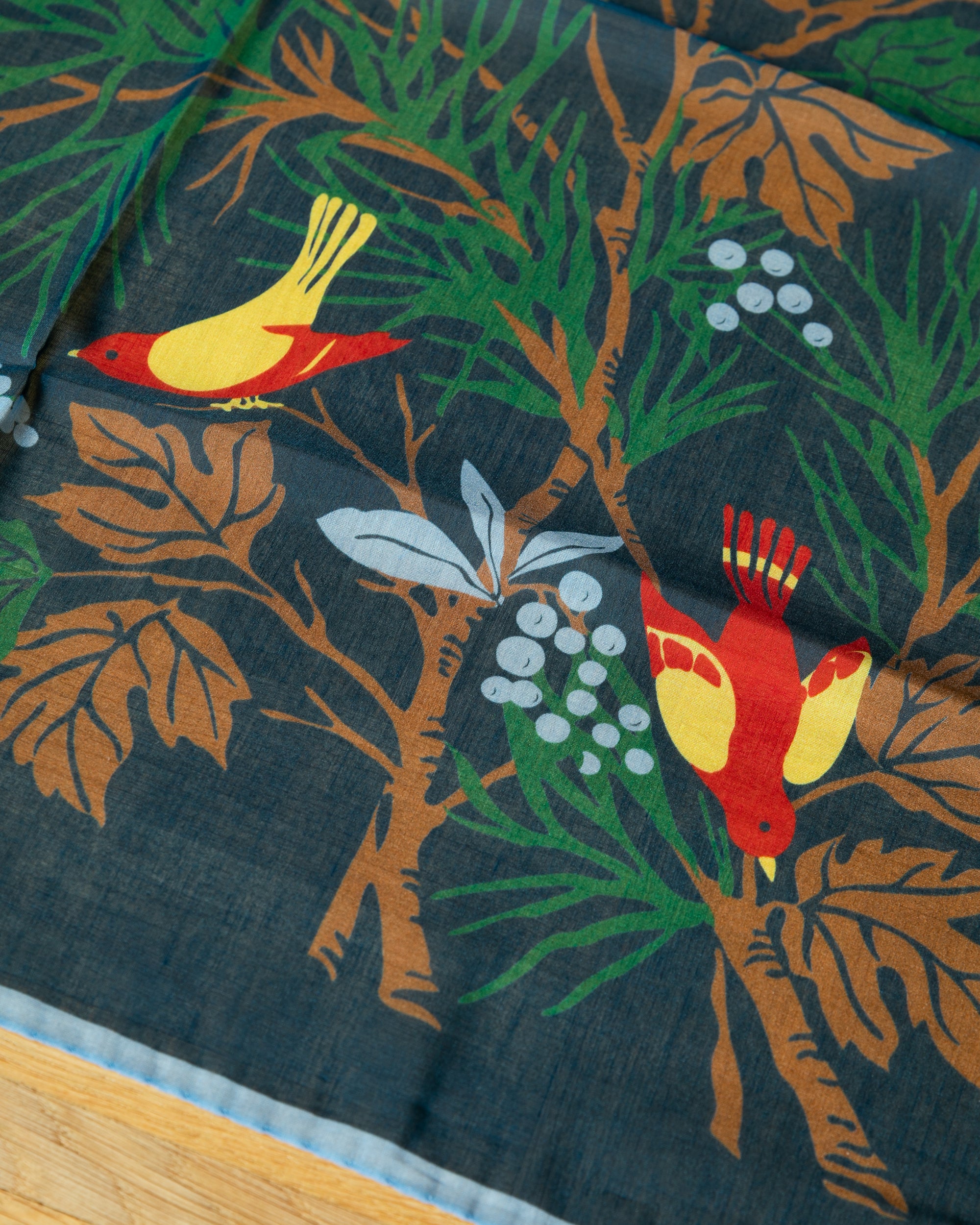 Birds and Leaves Bandana - Green, Red and Navy