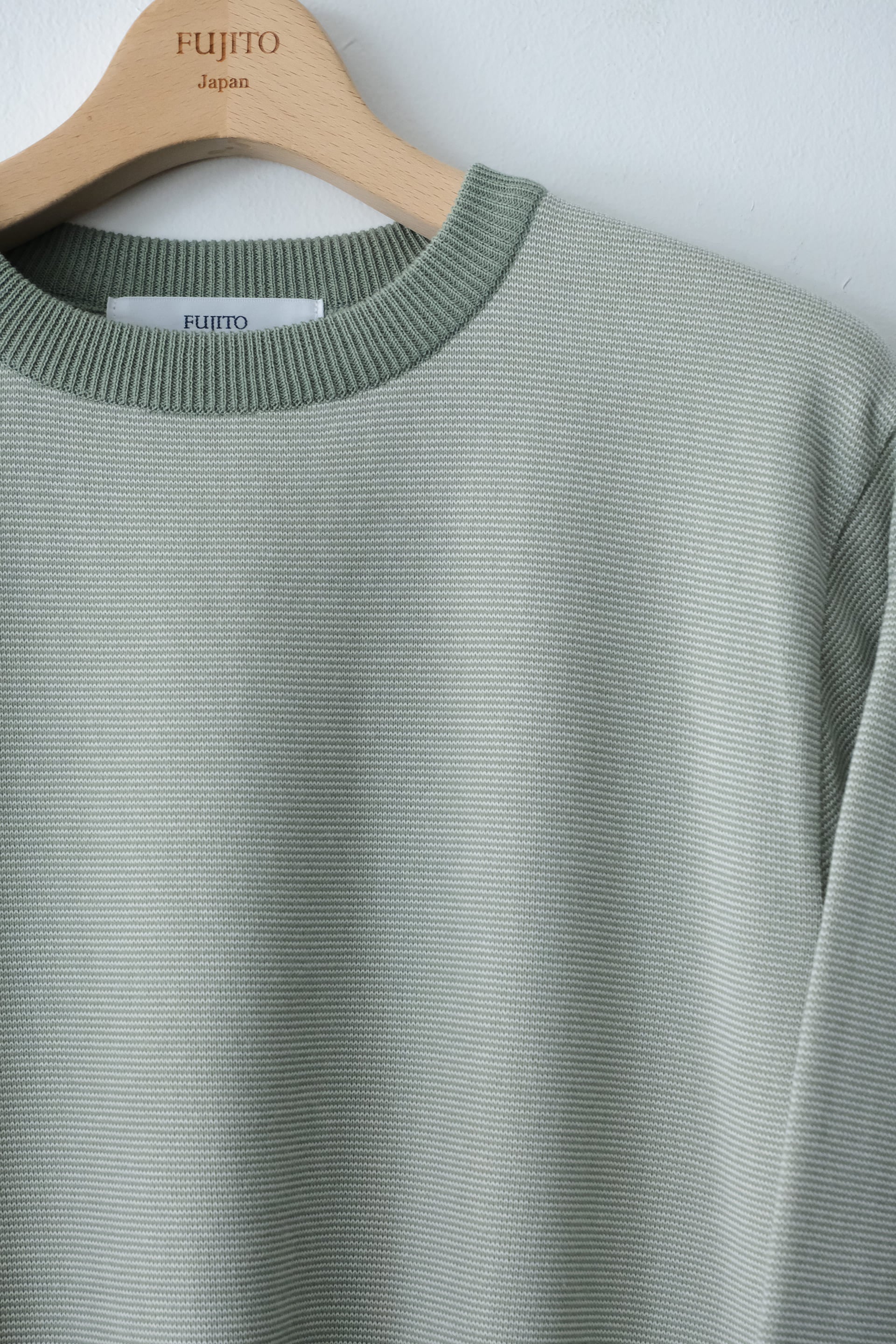 Border L/S Knit T-Shirt - Matcha Border