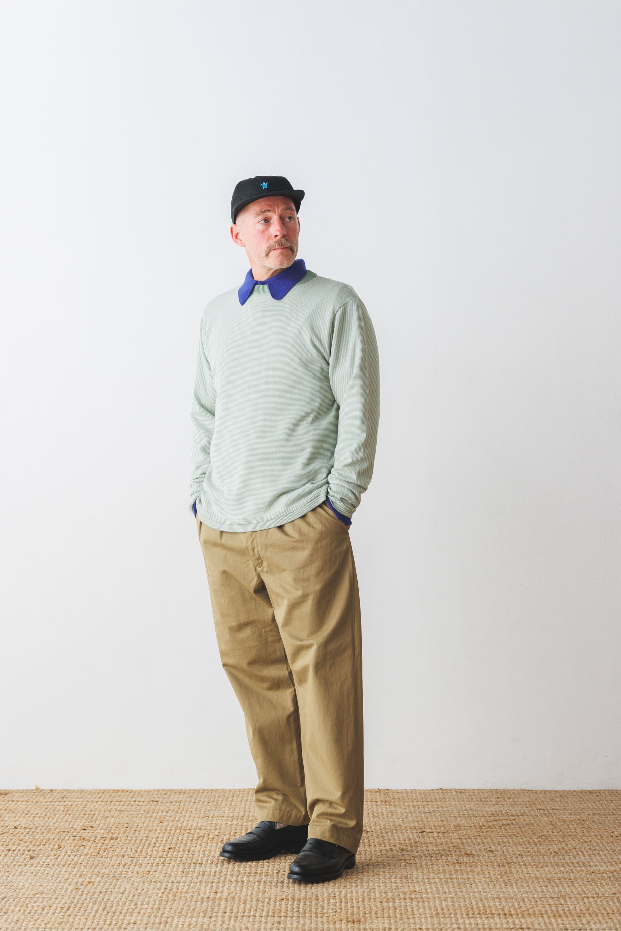 Border L/S Knit T-Shirt - Matcha Border