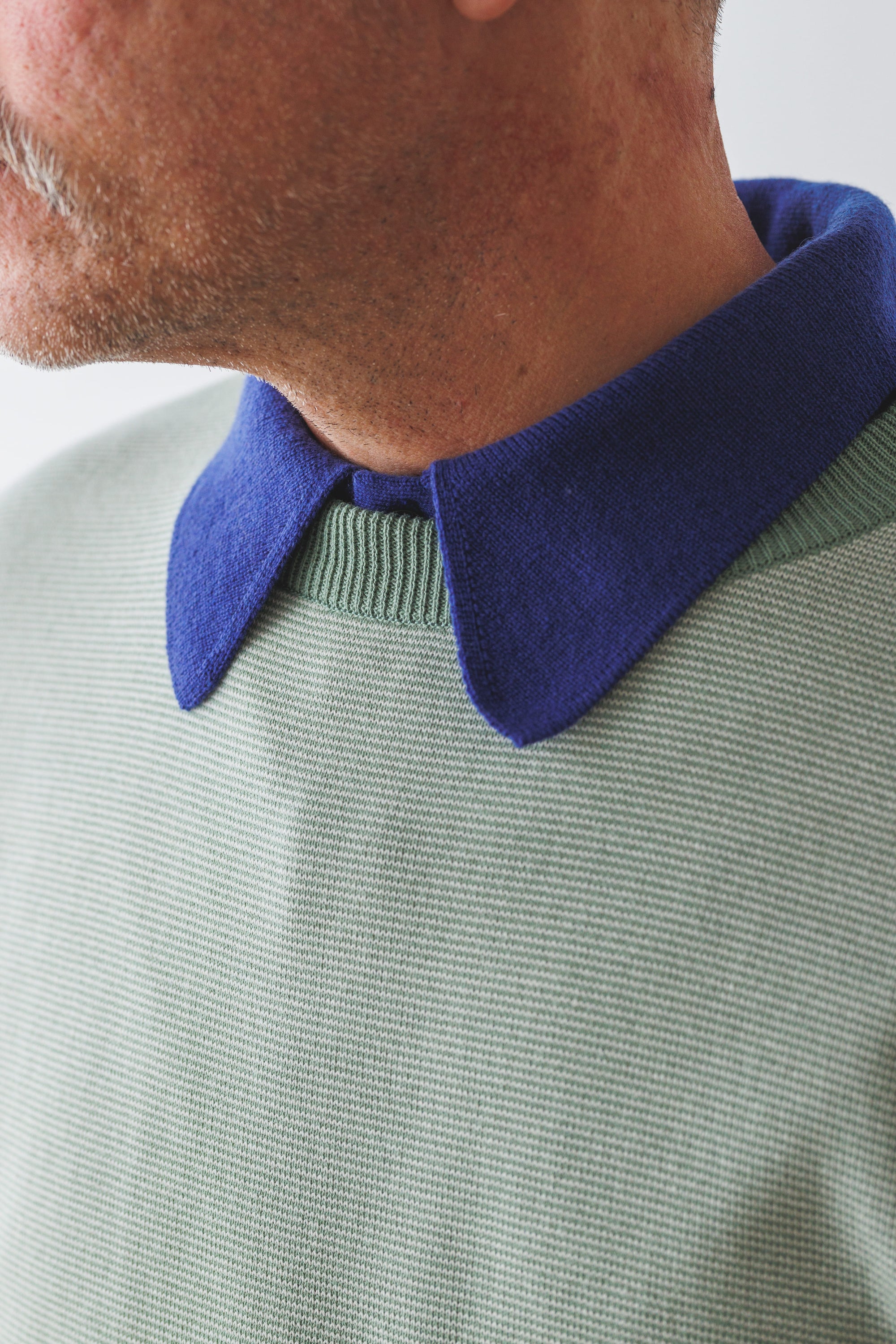 Border L/S Knit T-Shirt - Matcha Border