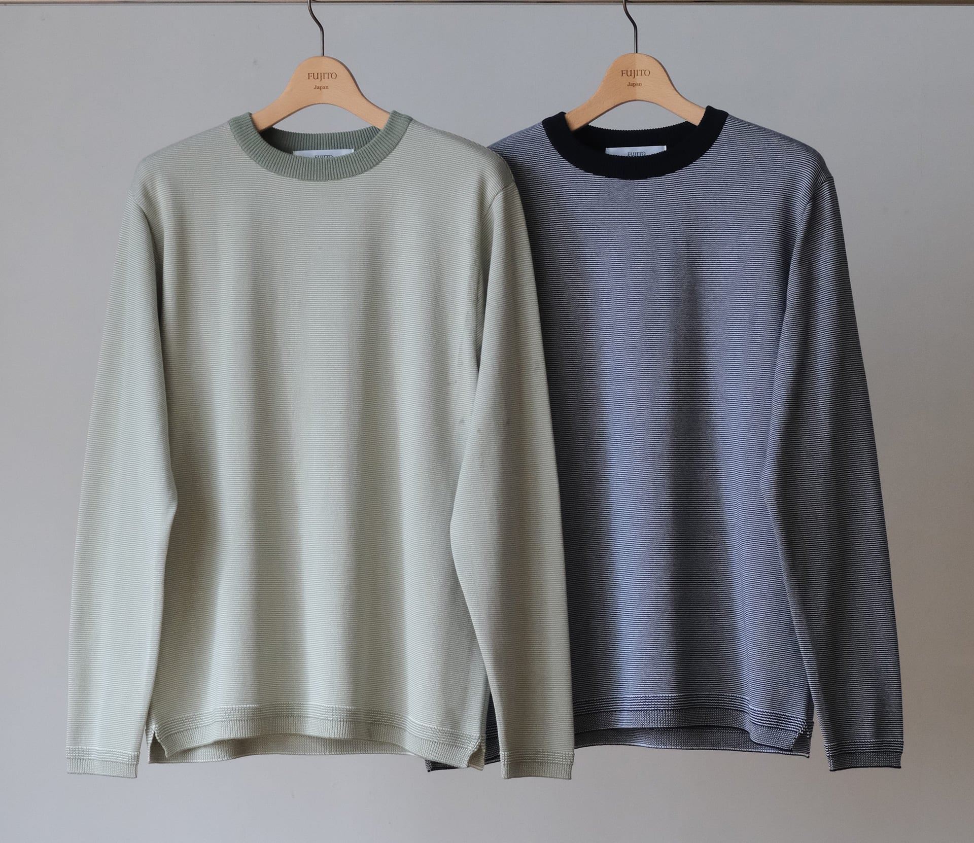 Border L/S Knit T-Shirt - Navy Border