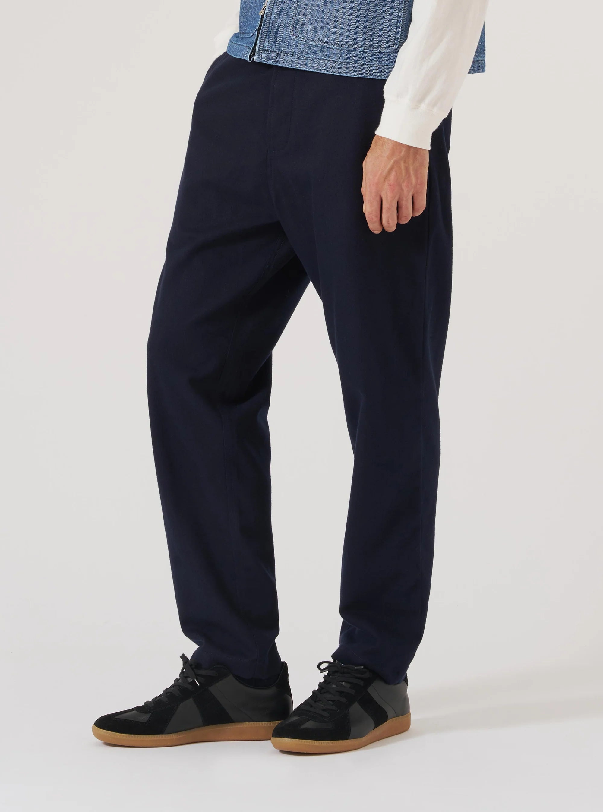 Brushed Moleskin Military Chino -  Navy
