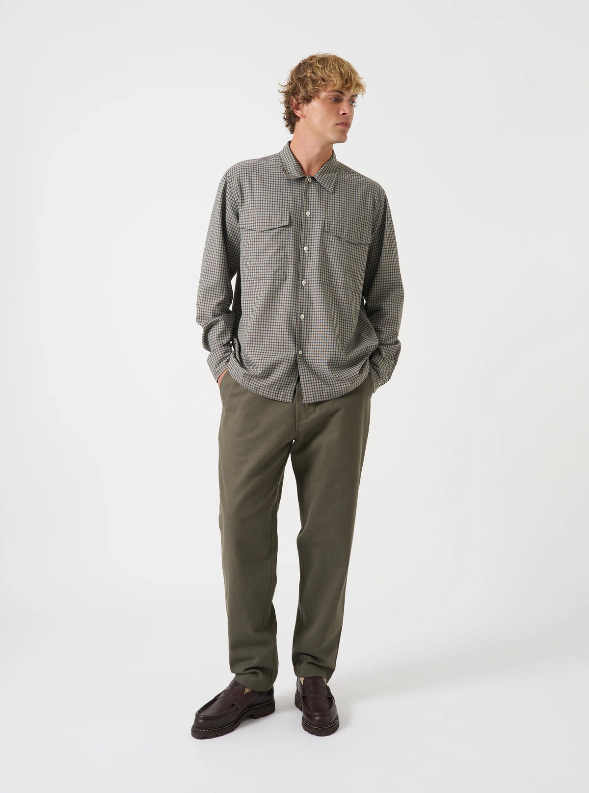 Brushed Moleskin Military Chino -  Olive