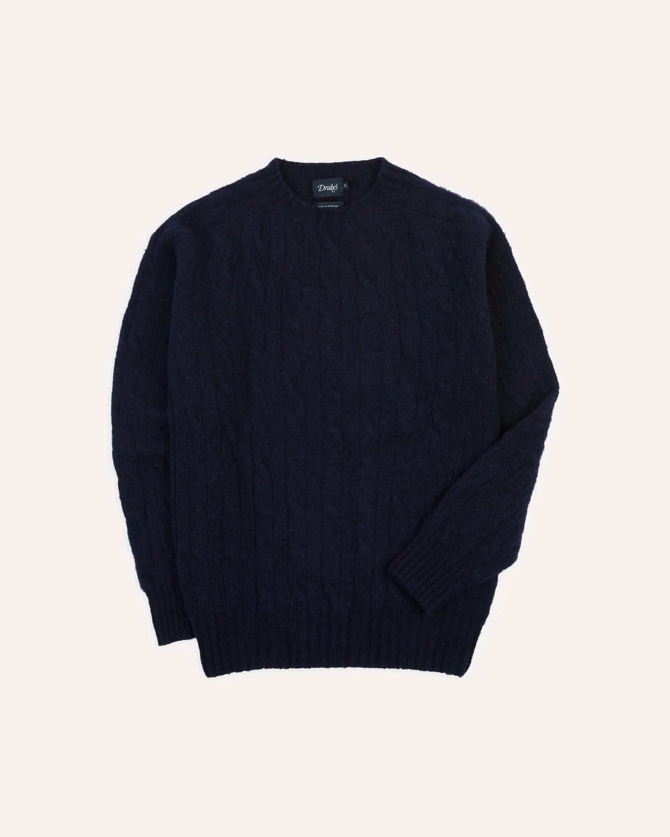 Brushed Shetland Cable Jumper - Navy