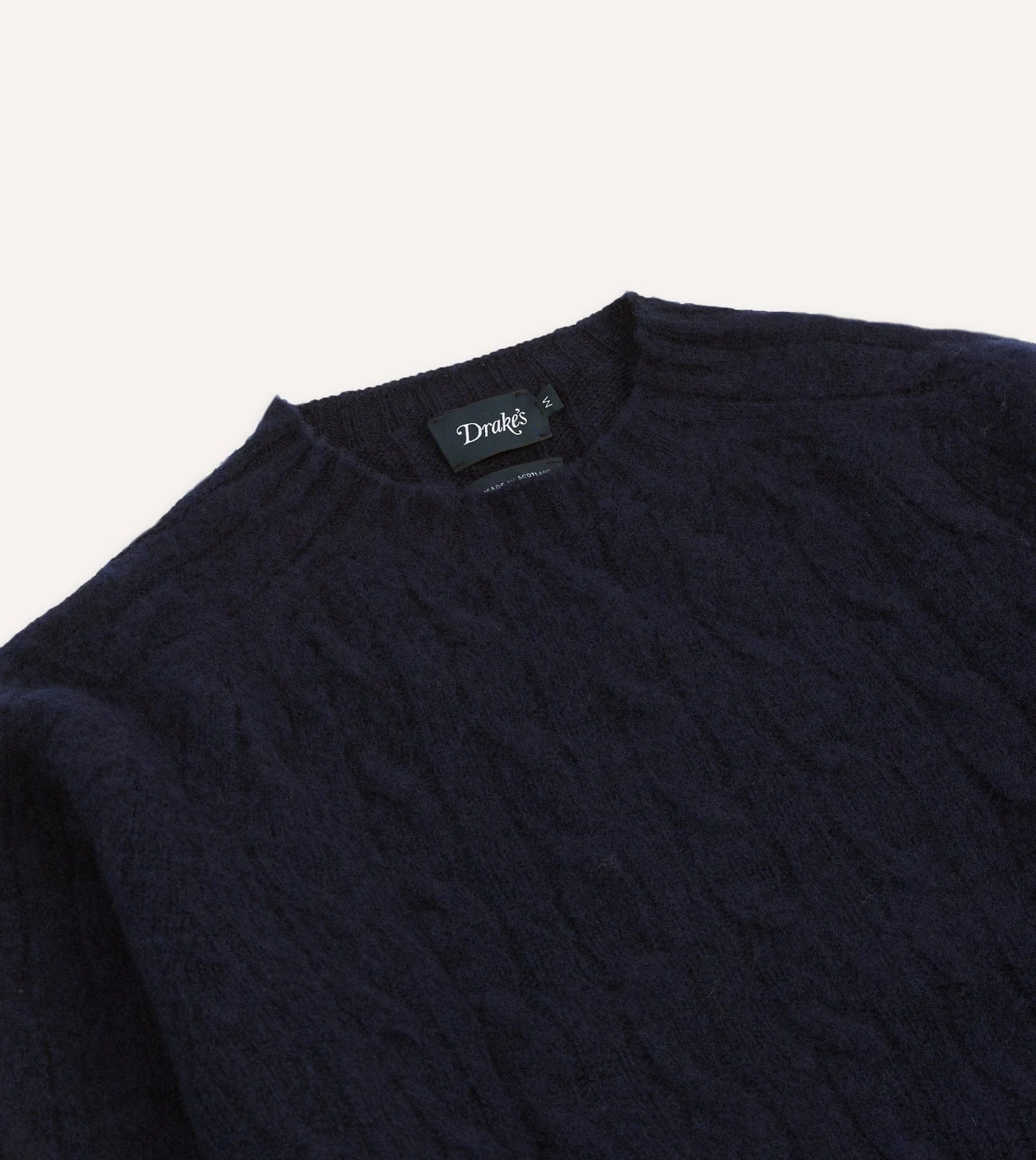 Brushed Shetland Cable Jumper - Navy