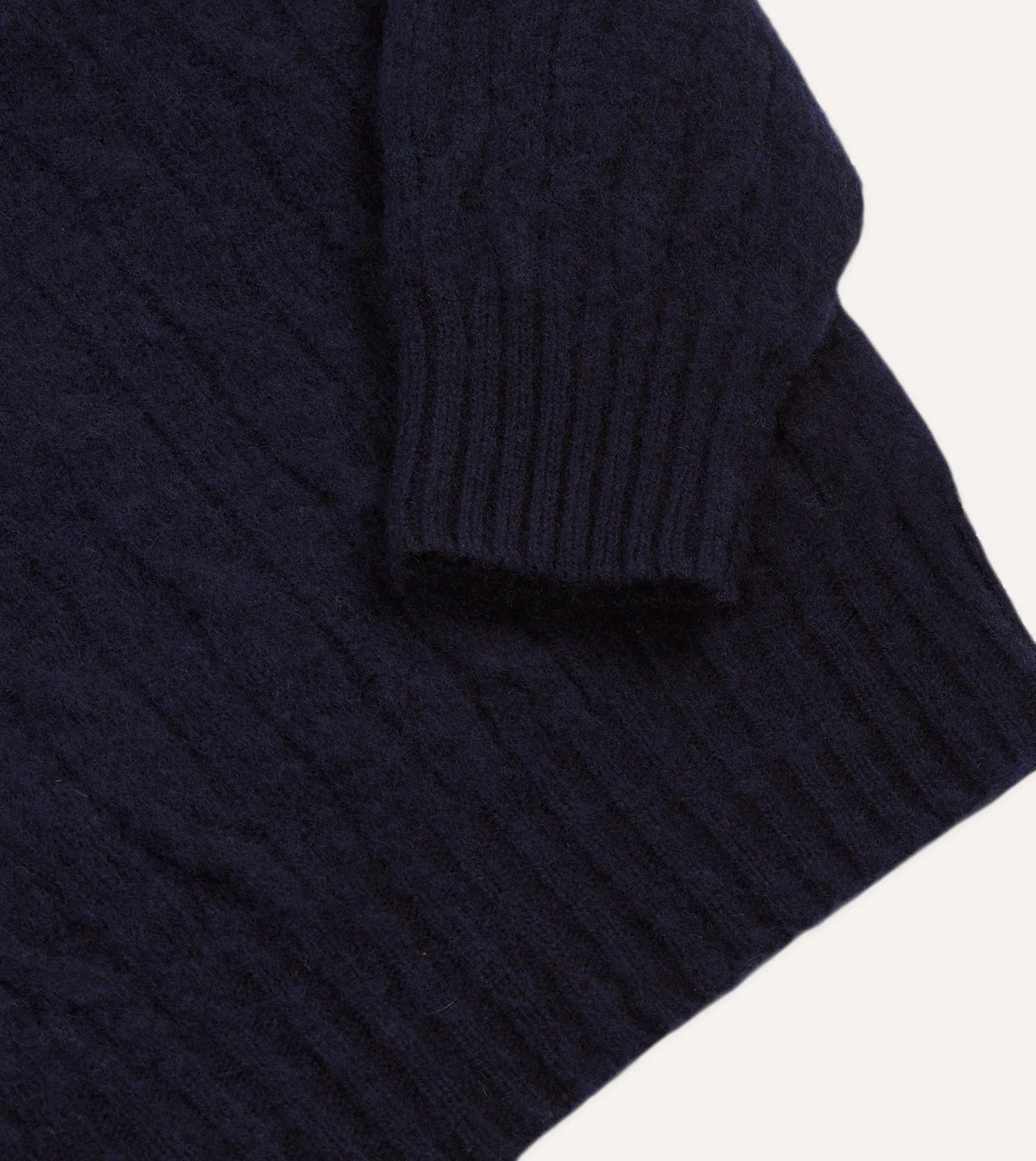 Brushed Shetland Cable Jumper - Navy