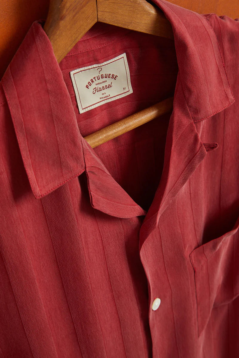 Cupro Stripe Shirt - Bordeaux