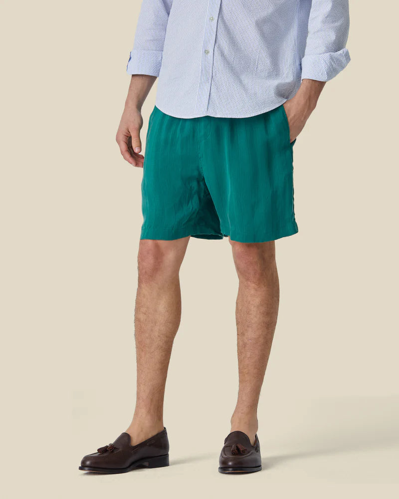 Cupro Stripe Shorts - Green