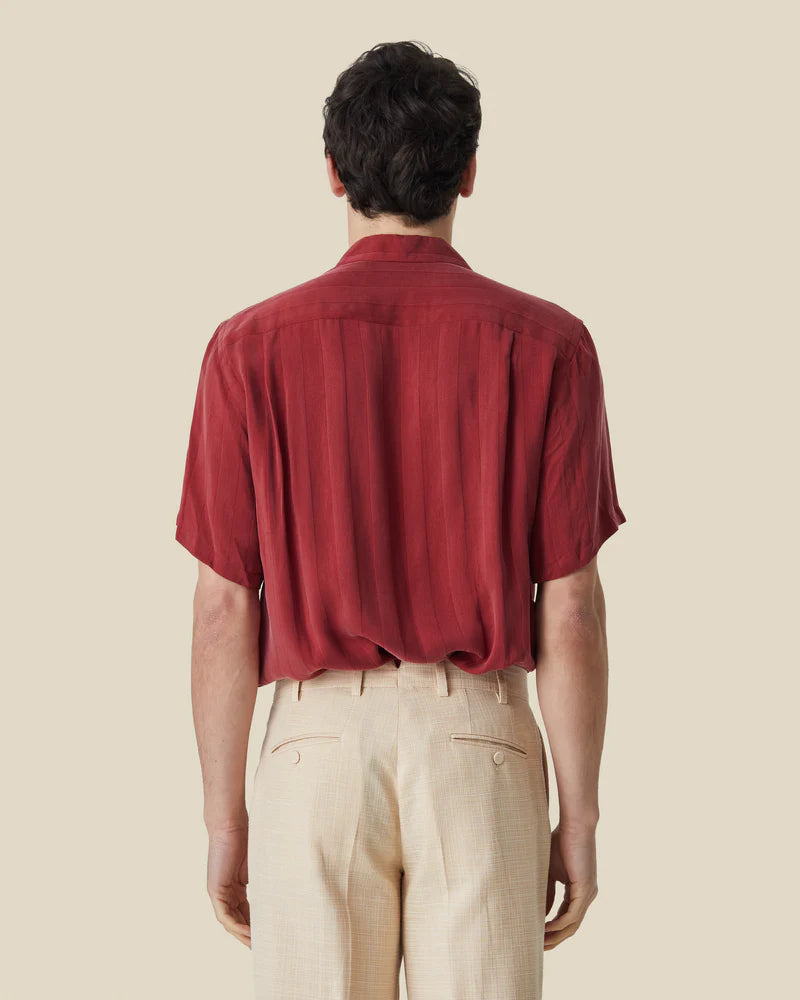 Cupro Stripe Shirt - Bordeaux