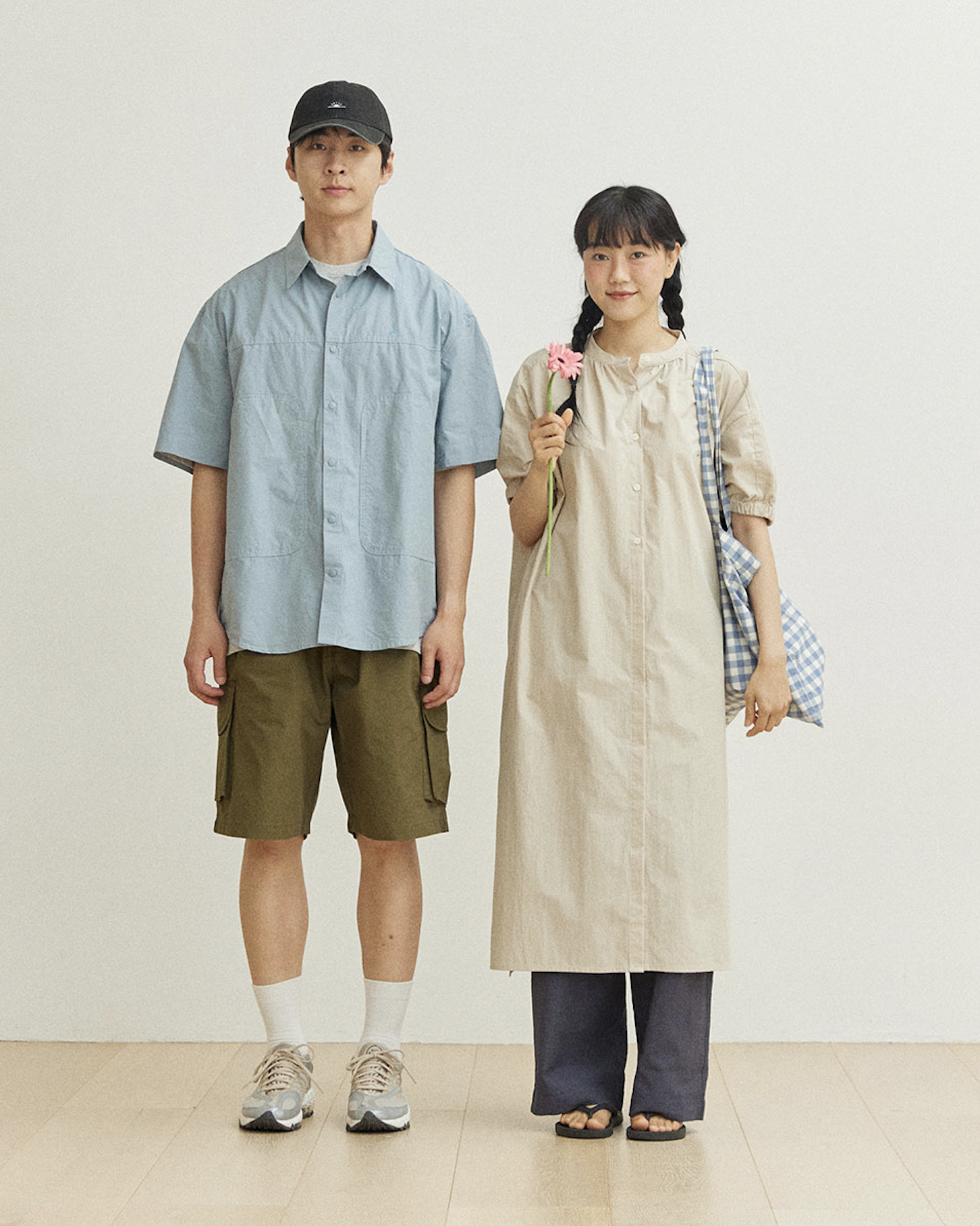 Cotton Snap Half Shirt - Sky Blue
