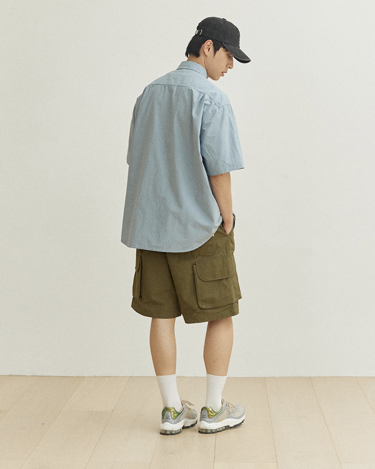 Cotton Snap Half Shirt - Sky Blue