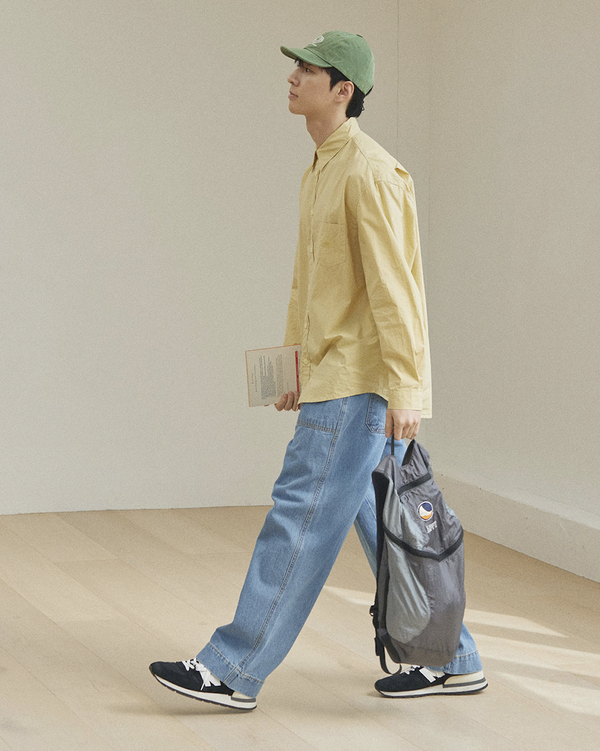 One Tuck Wide Fatigue Denim Pants - Blue