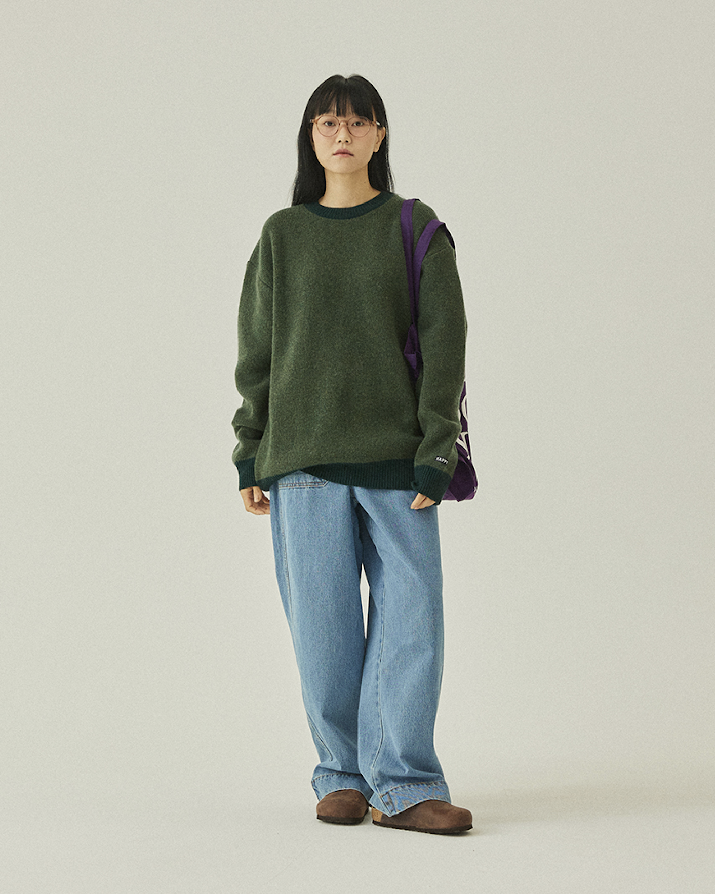Ringer Round Wool Knit - Green