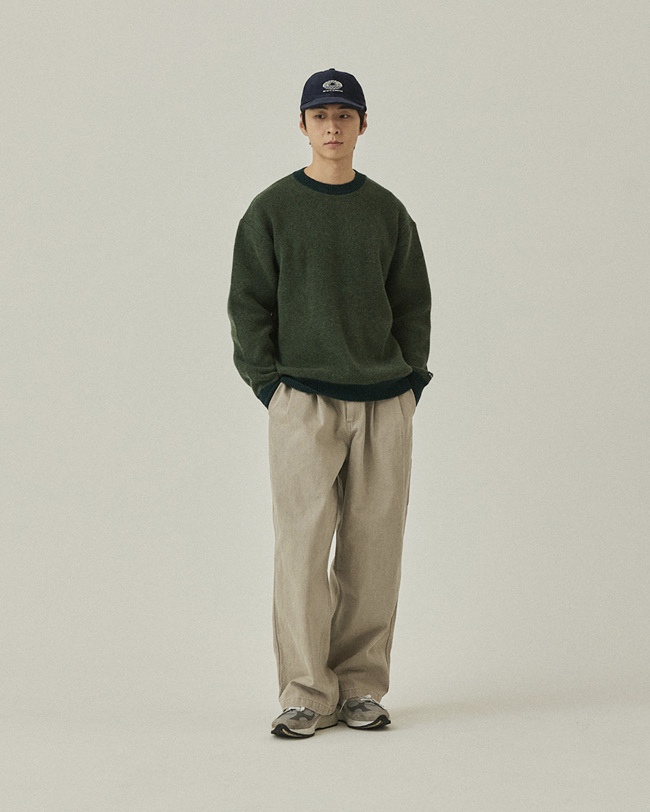 Ringer Round Wool Knit - Green