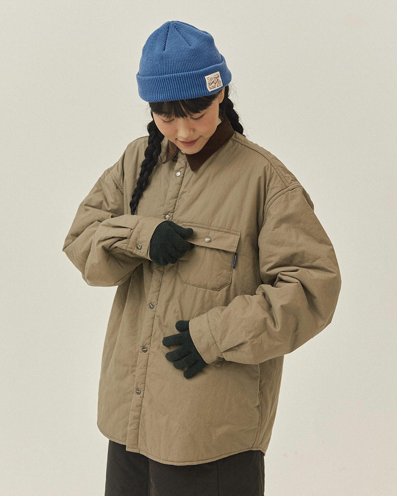 Padding Shirt Jacket -Beige