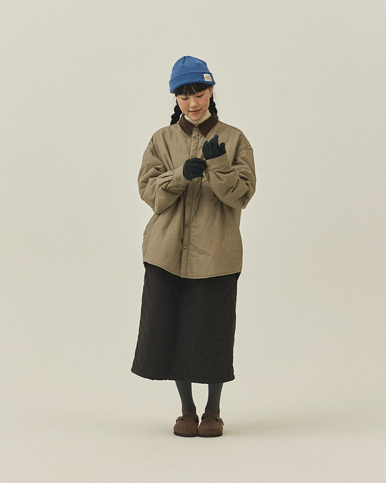 Padding Shirt Jacket -Beige