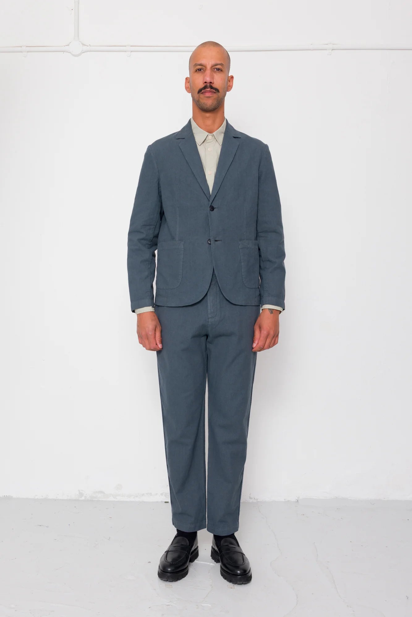 Cotton Linen Blazer - Charcoal