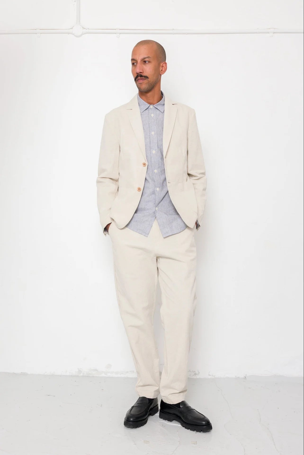 Cotton Linen Trouser - Natural Linen Cotton Canvas