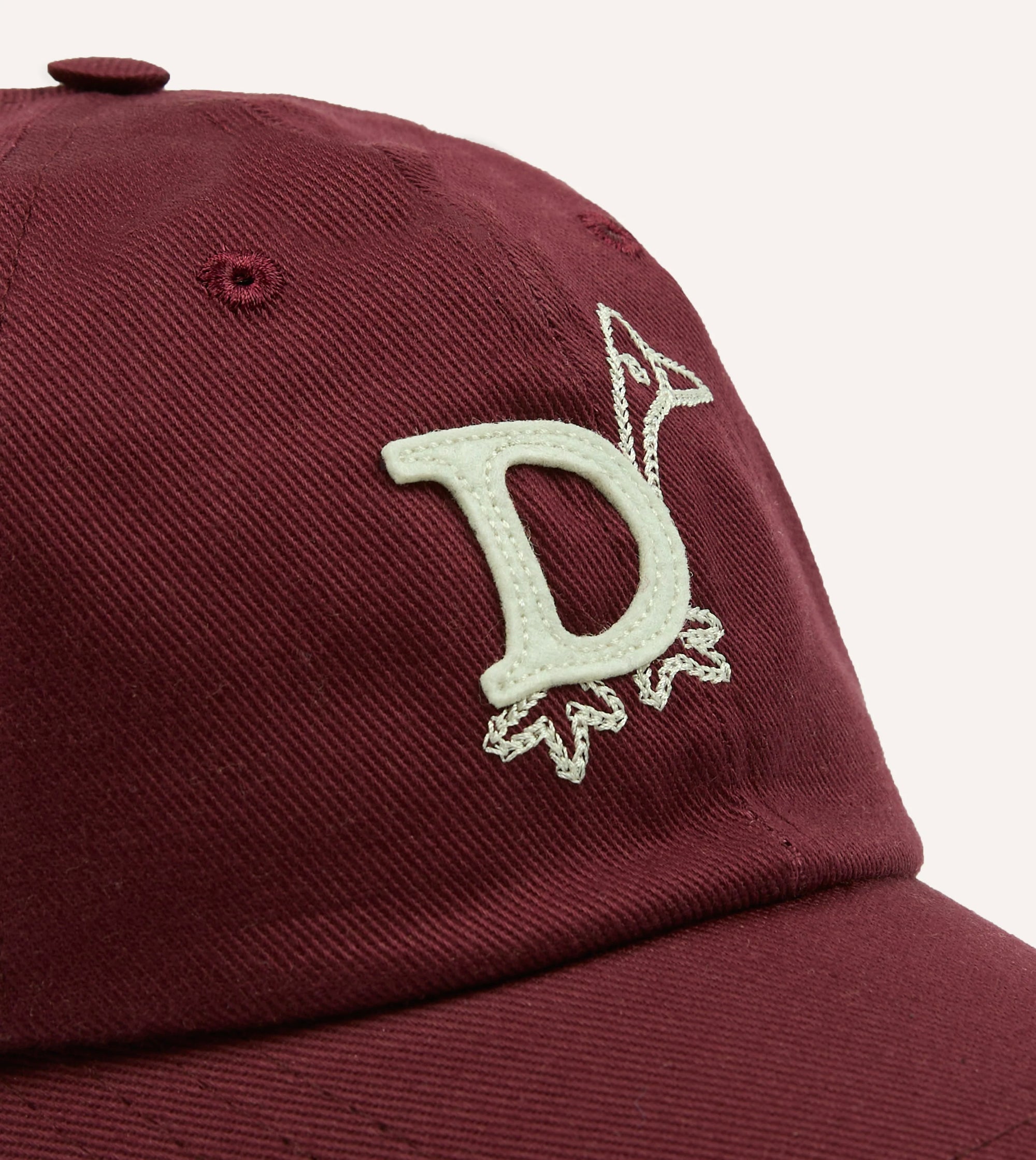 'D Duck' Cotton Twill Baseball Cap - Burgundy