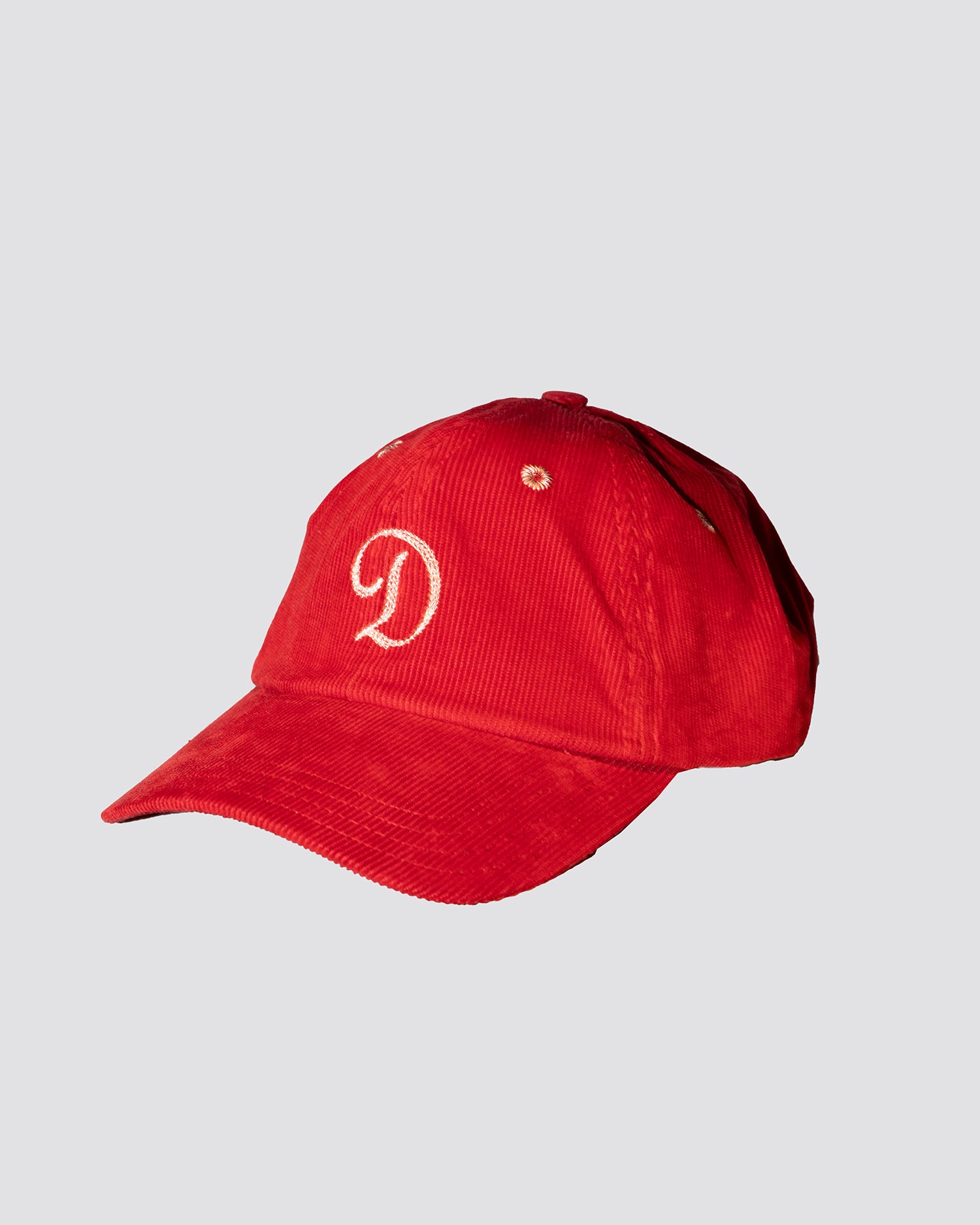 D Font Logo Cotton Corduroy Baseball Cap - Red