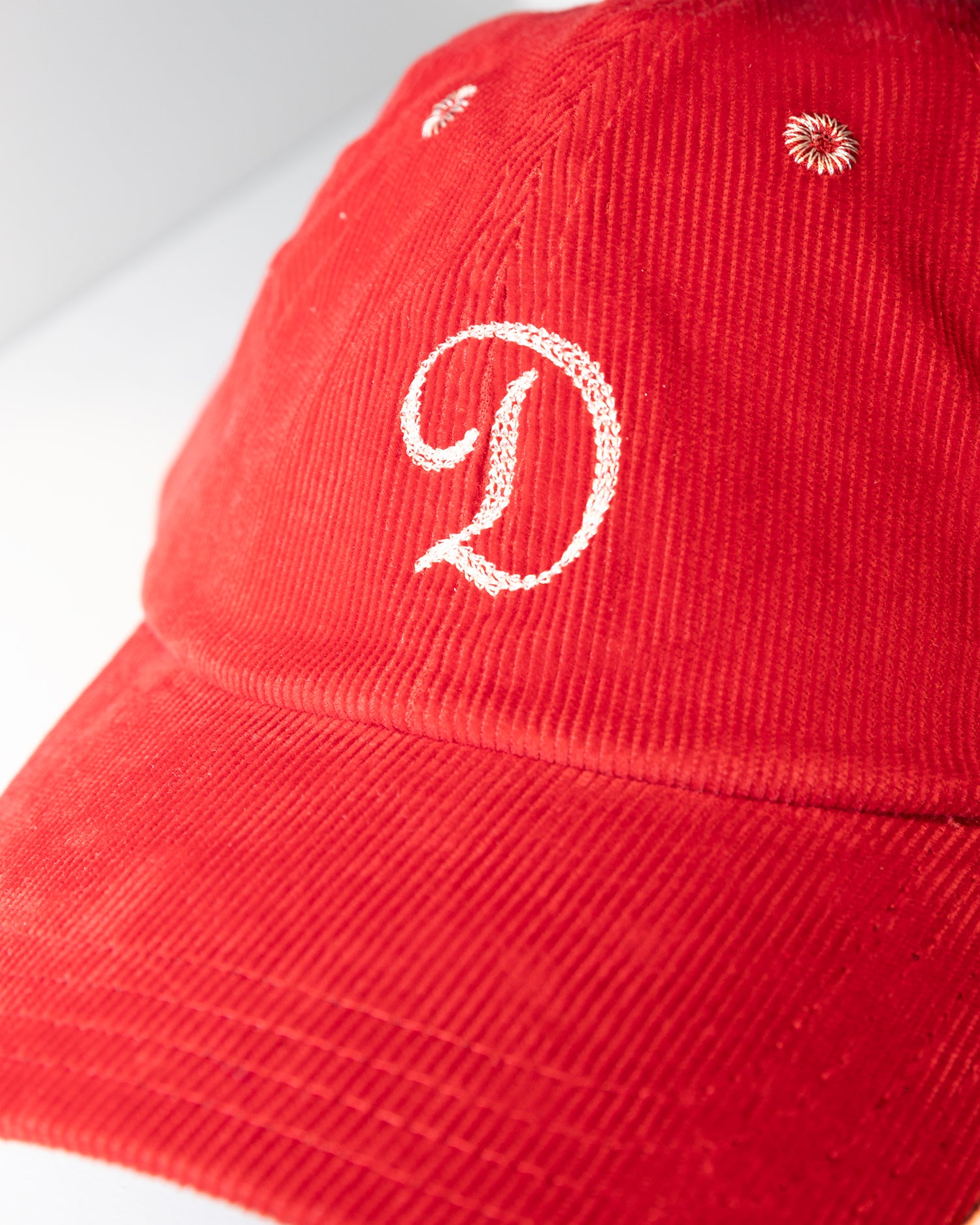 D Font Logo Cotton Corduroy Baseball Cap - Red