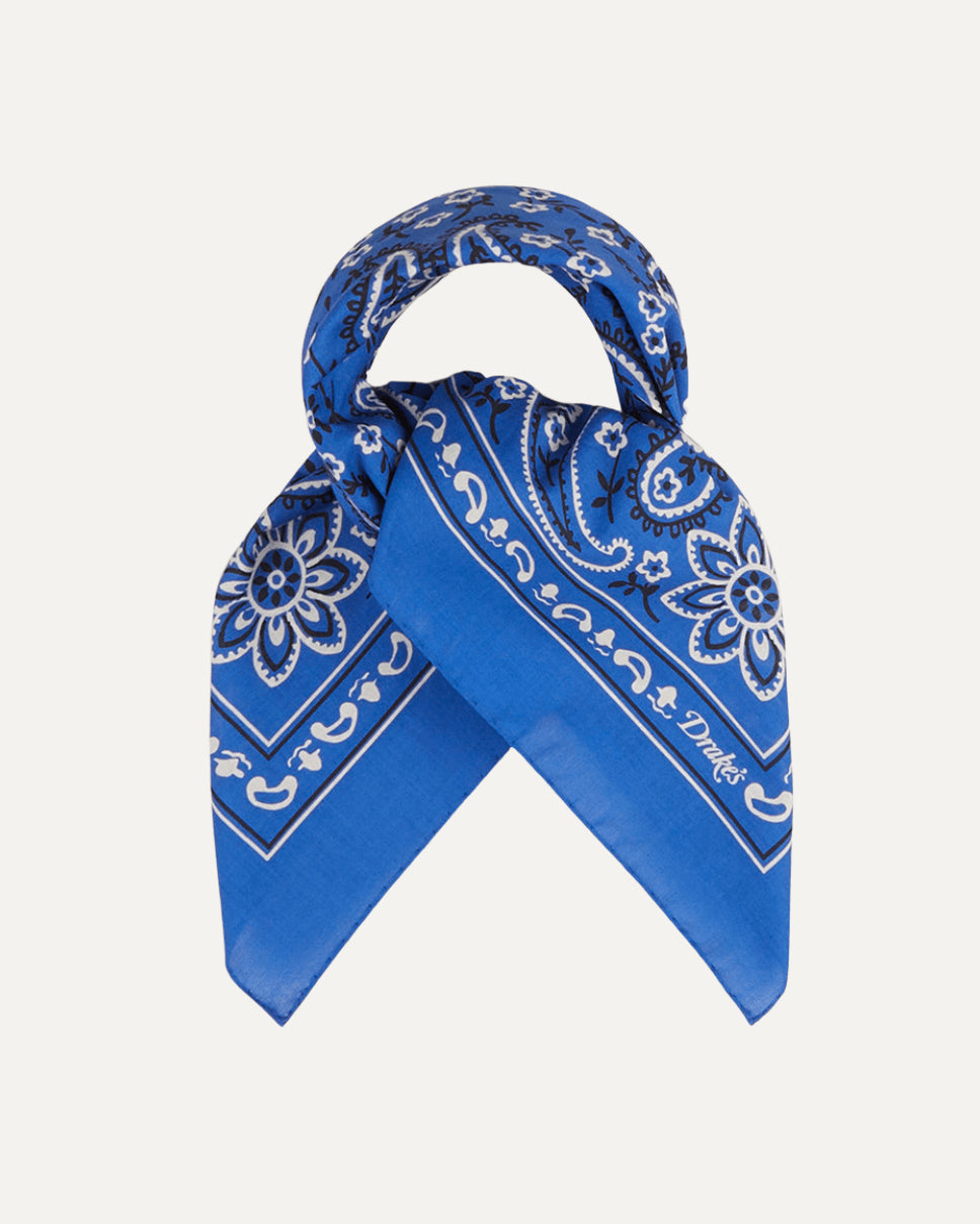 Paisley Print Cotton Bandana - Blue