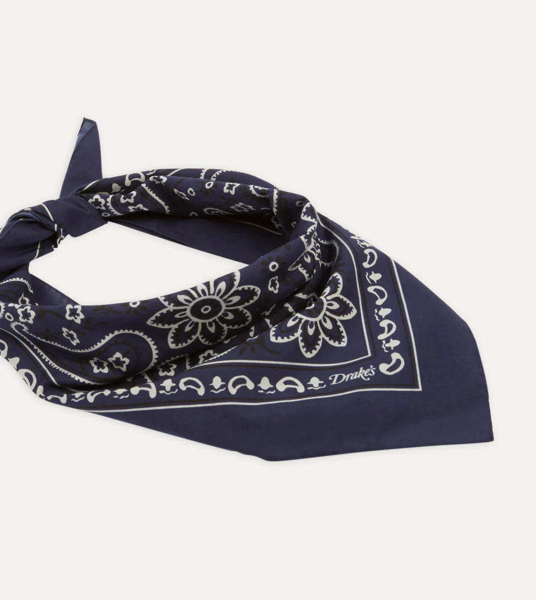 Paisley Print Cotton Bandana - Navy