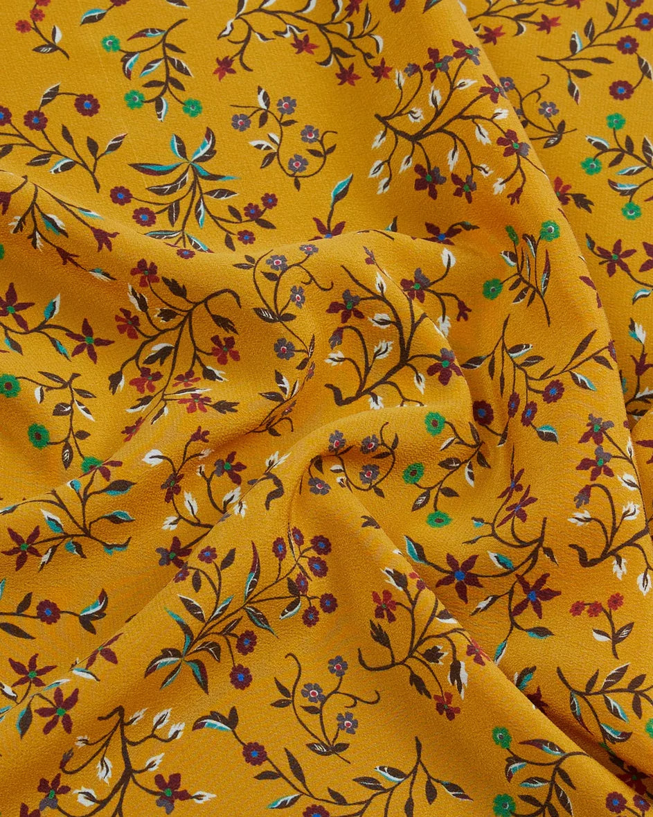 All Over Floral Pocket Square - Mustard