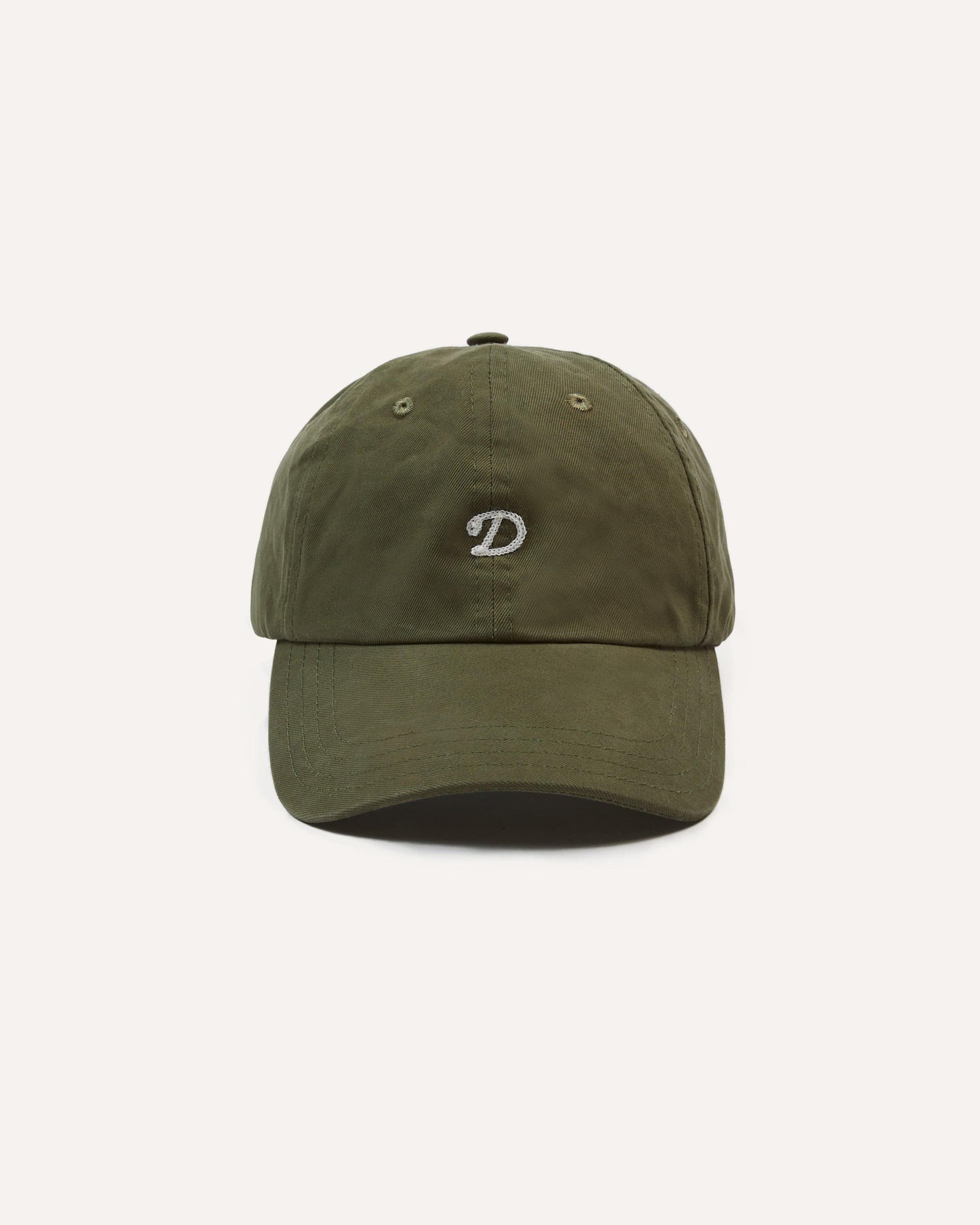 Chainstitch 'D' Cotton Twill Baseball Cap - Green