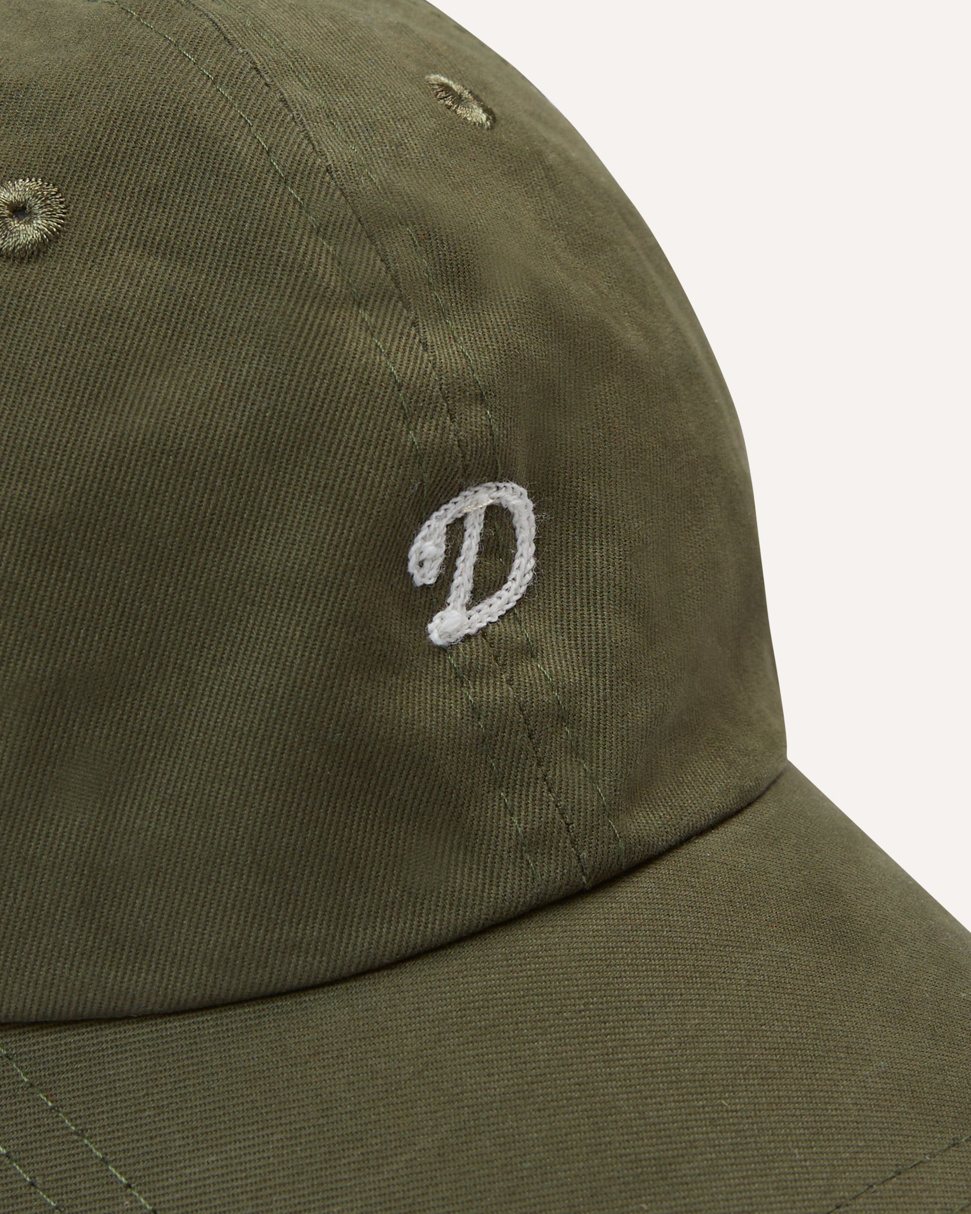 Chainstitch 'D' Cotton Twill Baseball Cap - Green