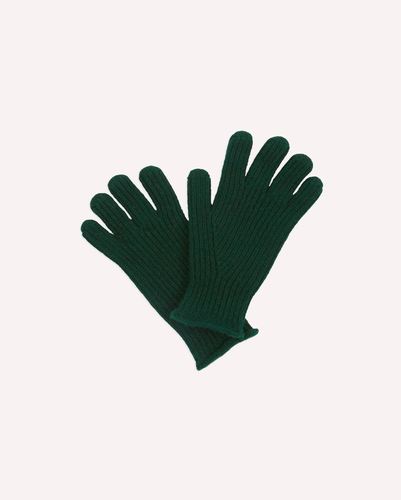 Lambswool Ribbed Gloves - Tartan Green