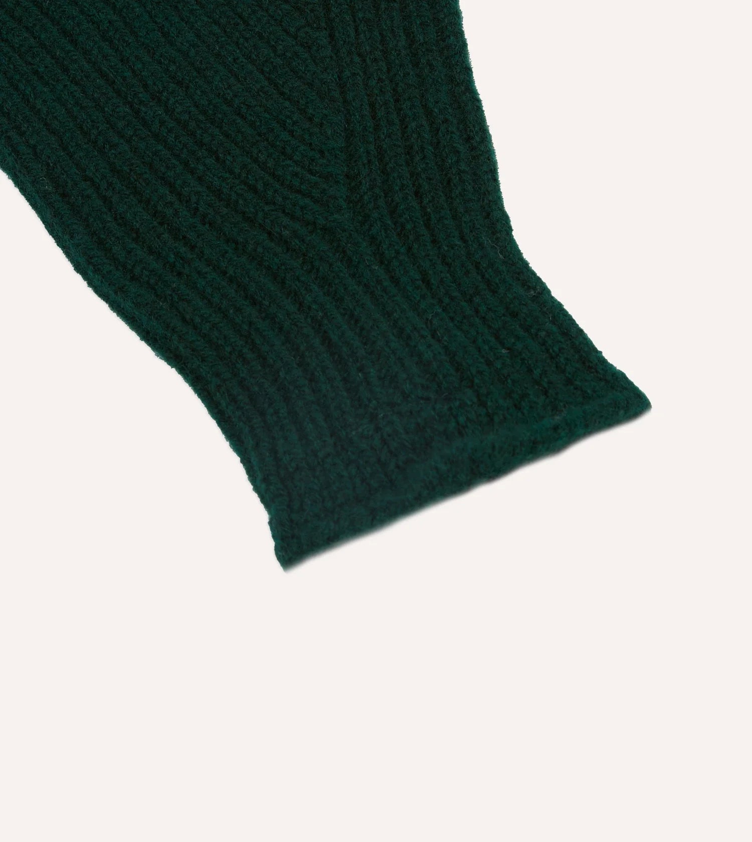 Lambswool Ribbed Gloves - Tartan Green