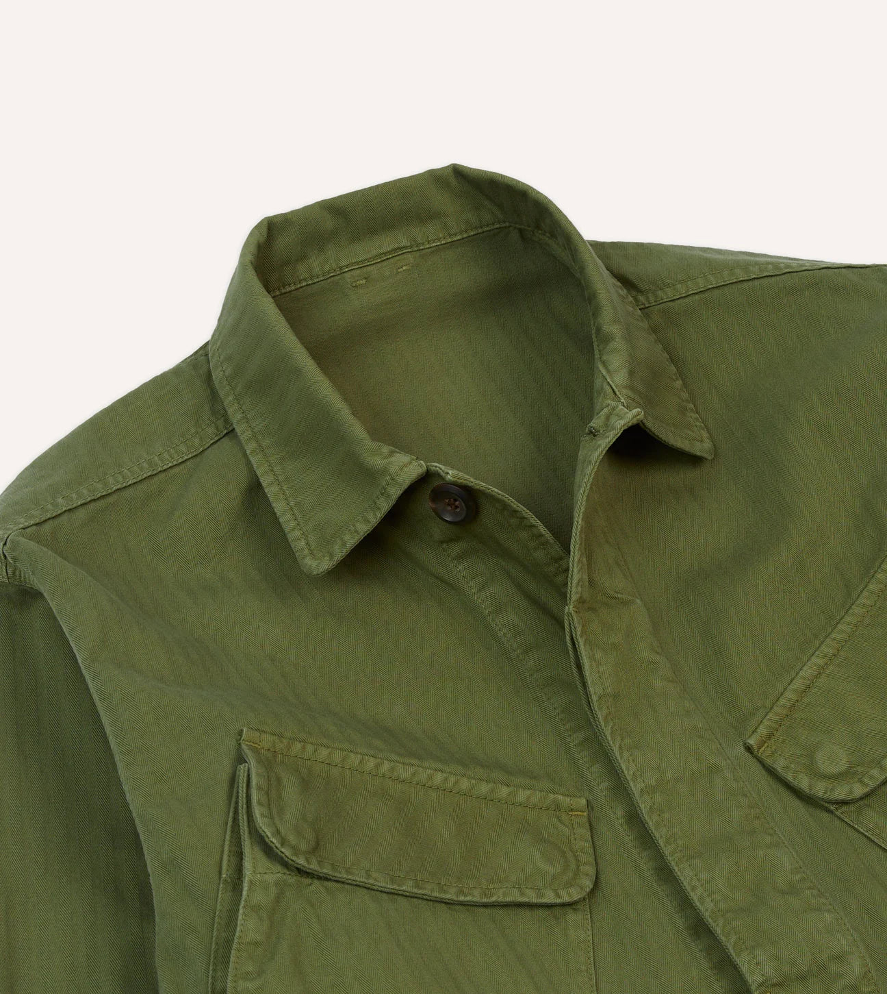 Herringbone Cotton Jungle Jacket - Olive