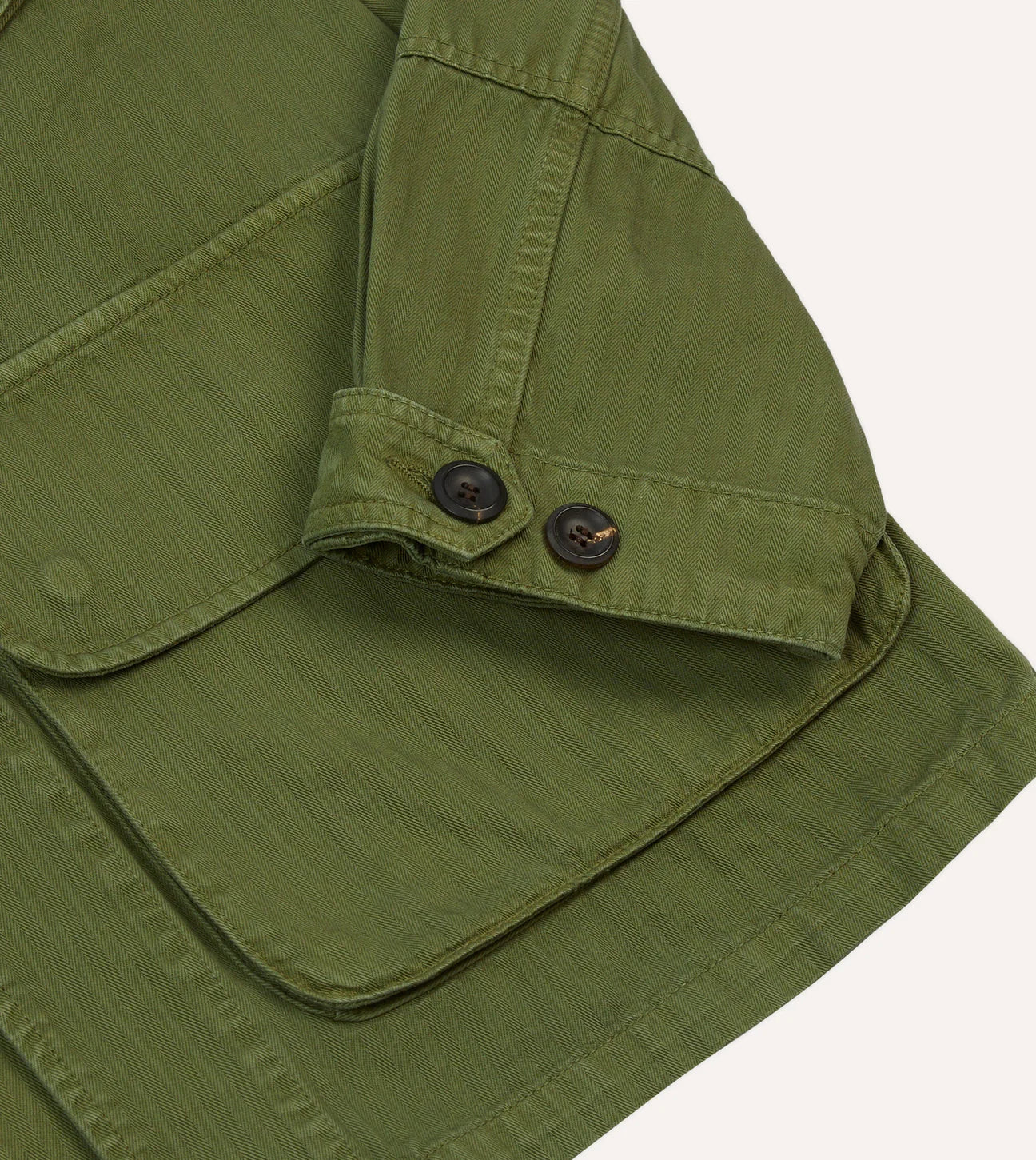 Herringbone Cotton Jungle Jacket - Olive