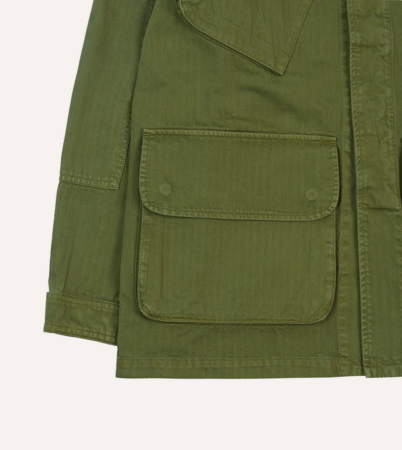 Herringbone Cotton Jungle Jacket - Olive