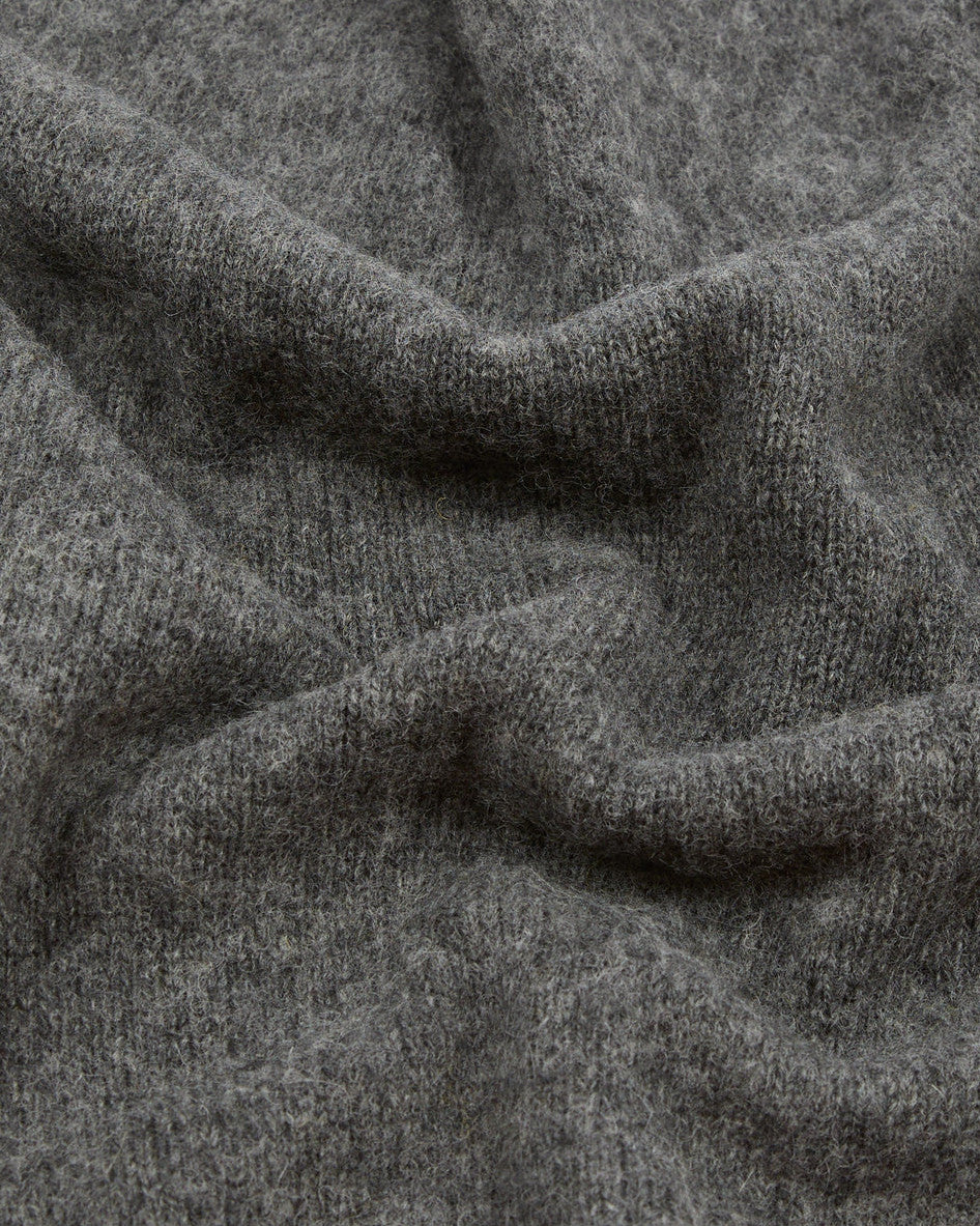 Brushed Shetland Crew Neck Jumper - Charcoal
