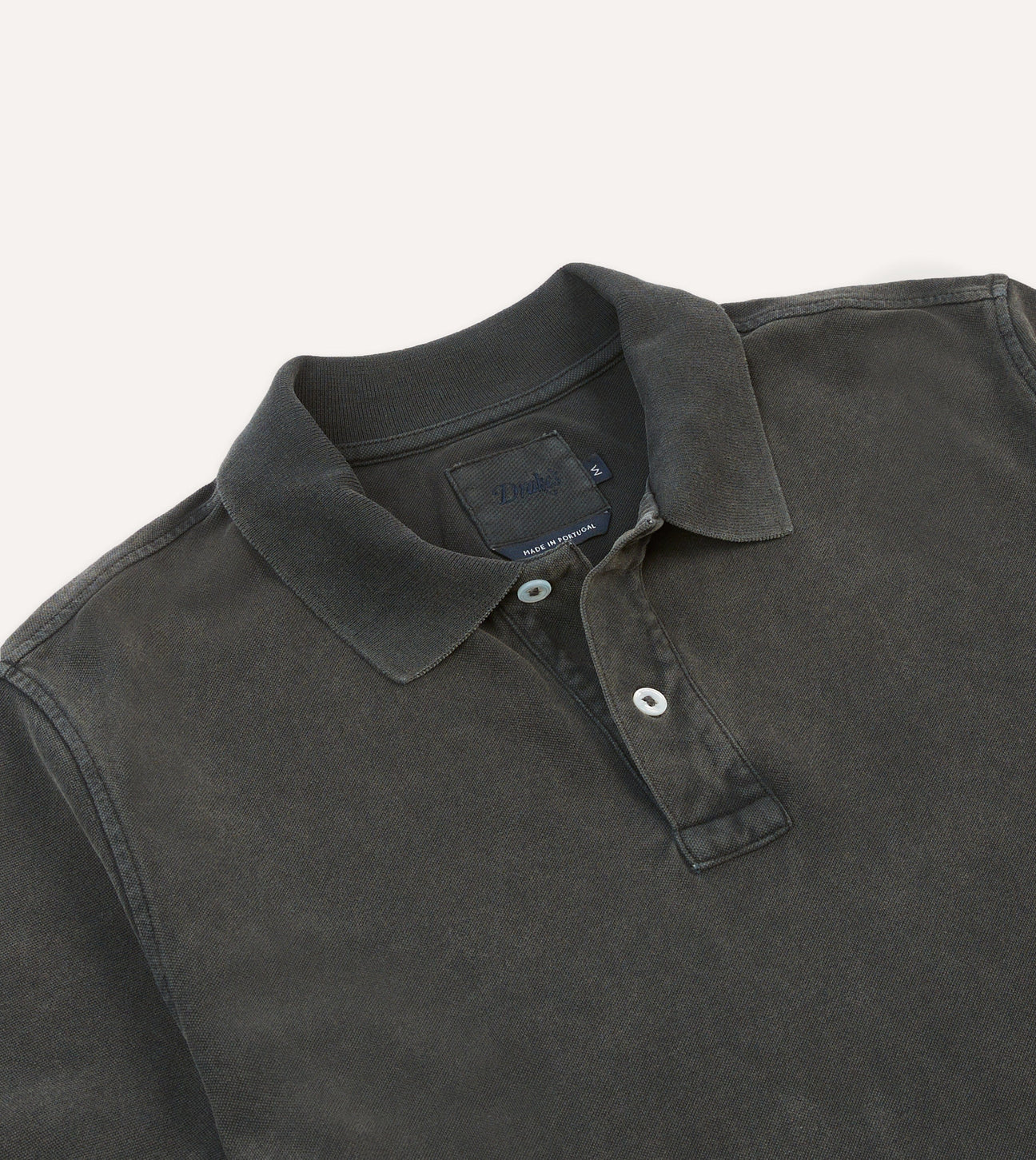 Piqué Cotton Polo Shirt - Washed Black
