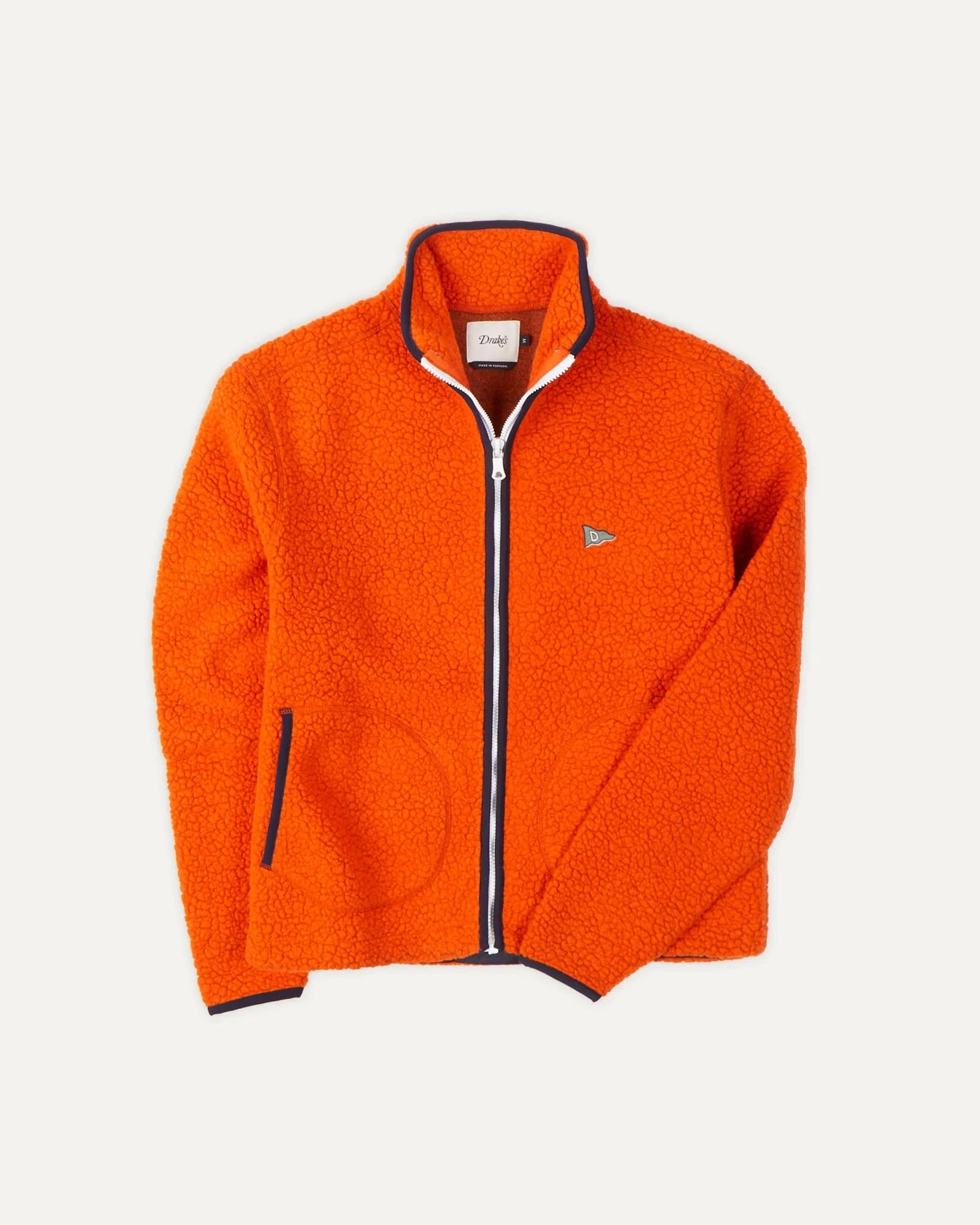 Boucle Wool Zip Fleece Jacket - Orange