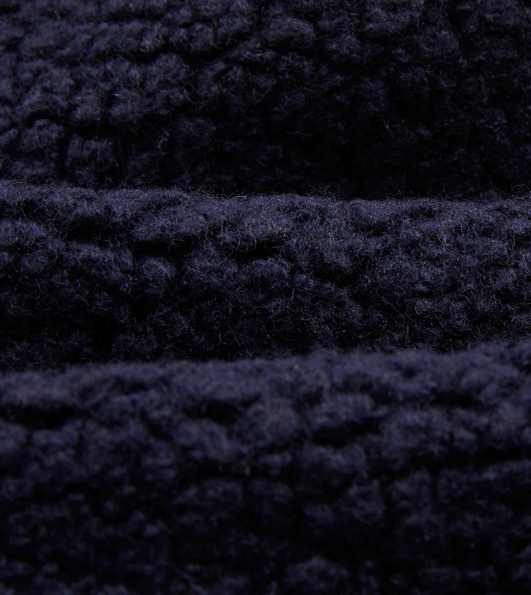 Boucle Wool Zip Fleece Jacket - Navy