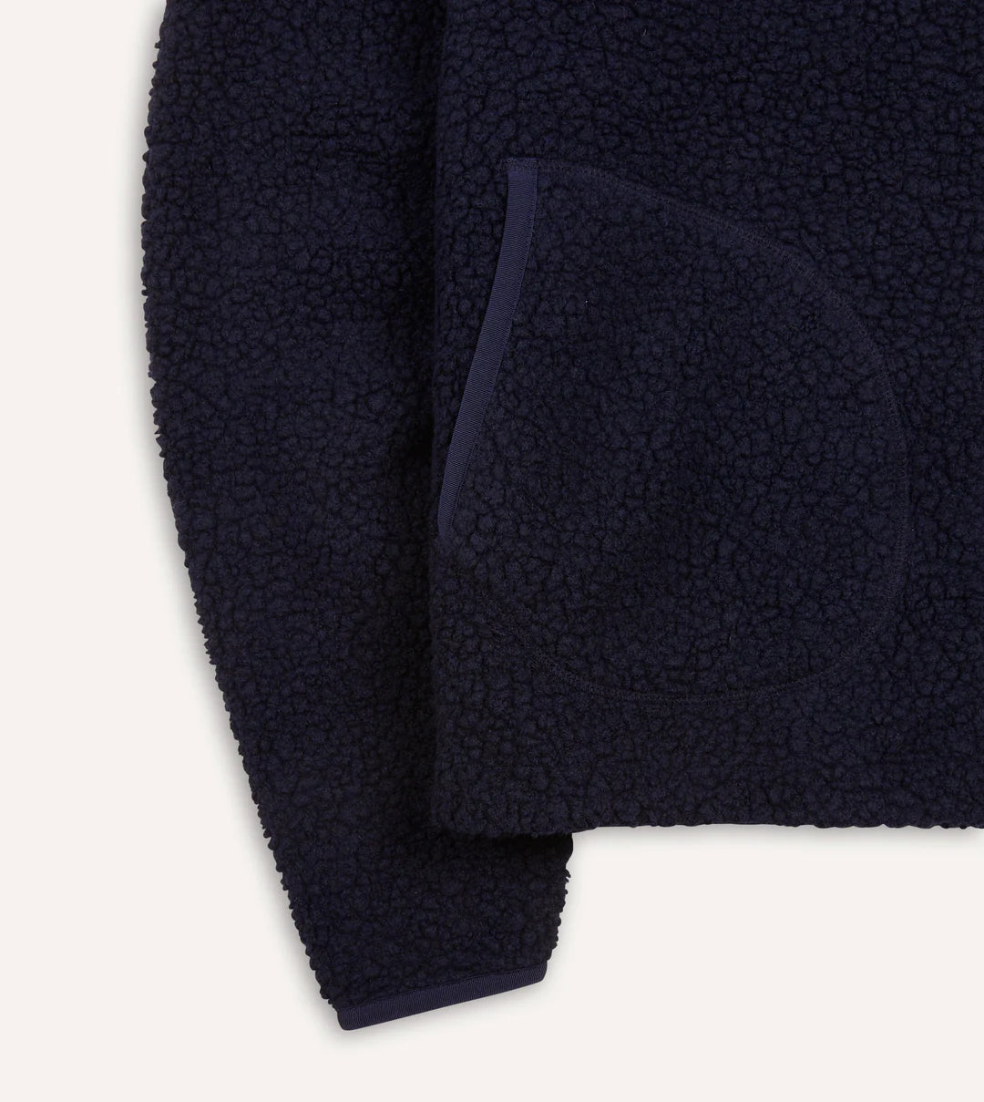 Boucle Wool Zip Fleece Jacket - Navy