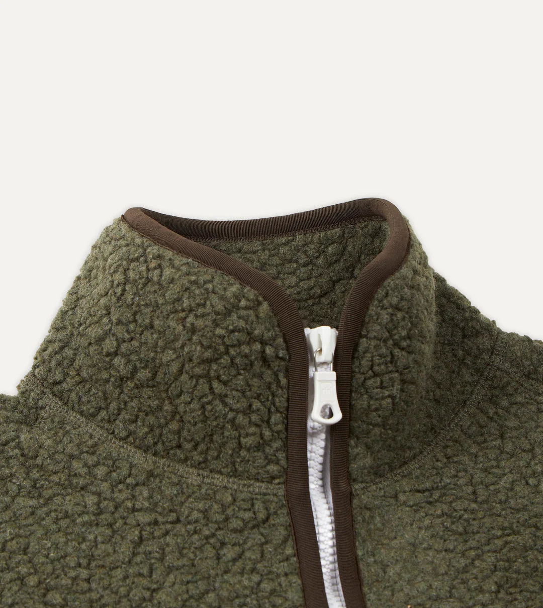 Boucle Wool Zip Fleece Jacket - Olive